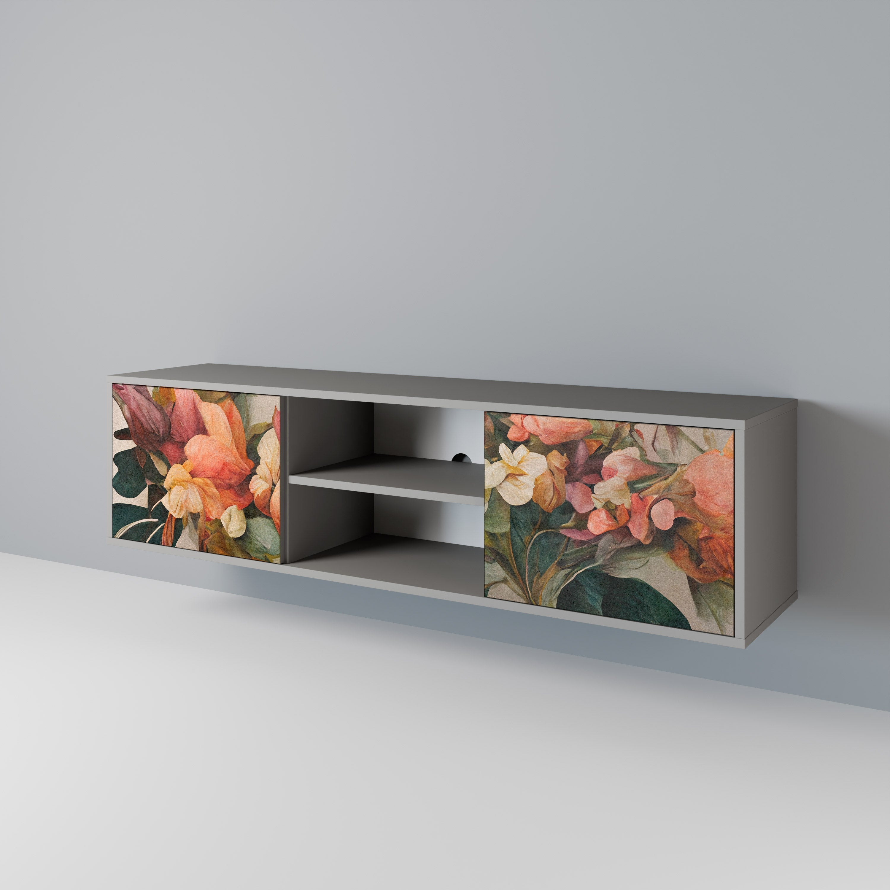 STYLISH BEAUTY Móvel de TV com 2 Portas em Acabamento Cinzento