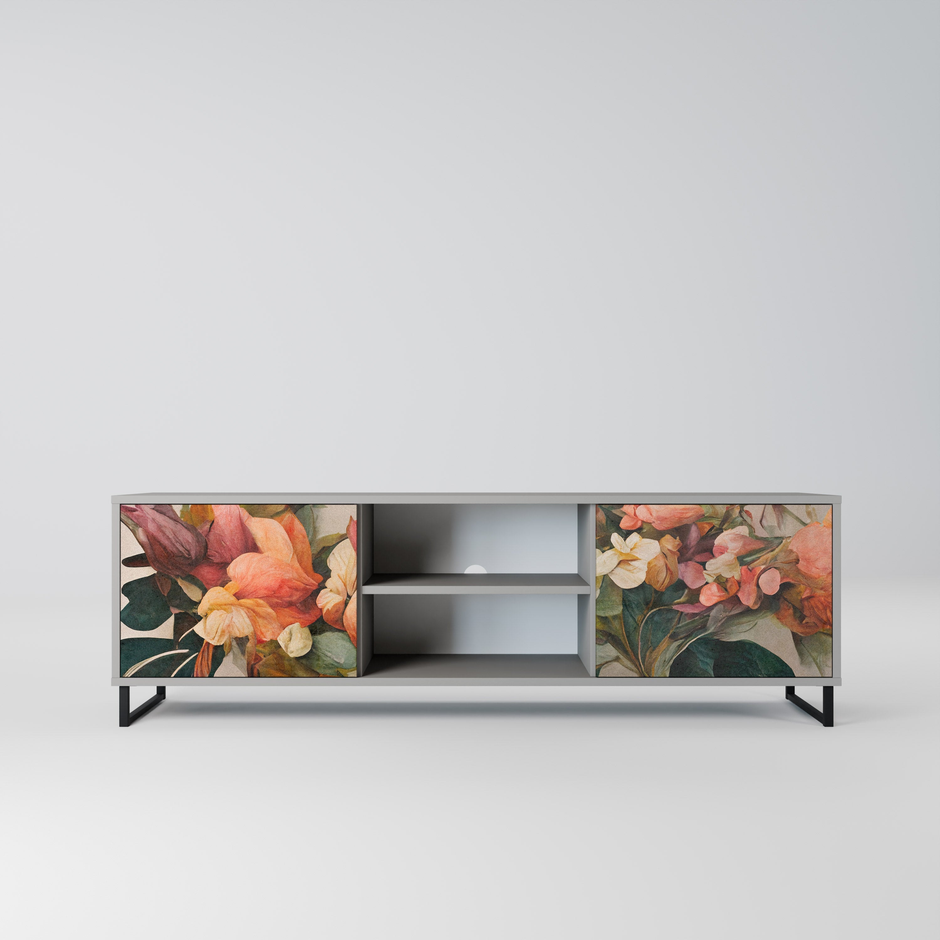 STYLISH BEAUTY Móvel de TV com 2 Portas em Acabamento Cinzento