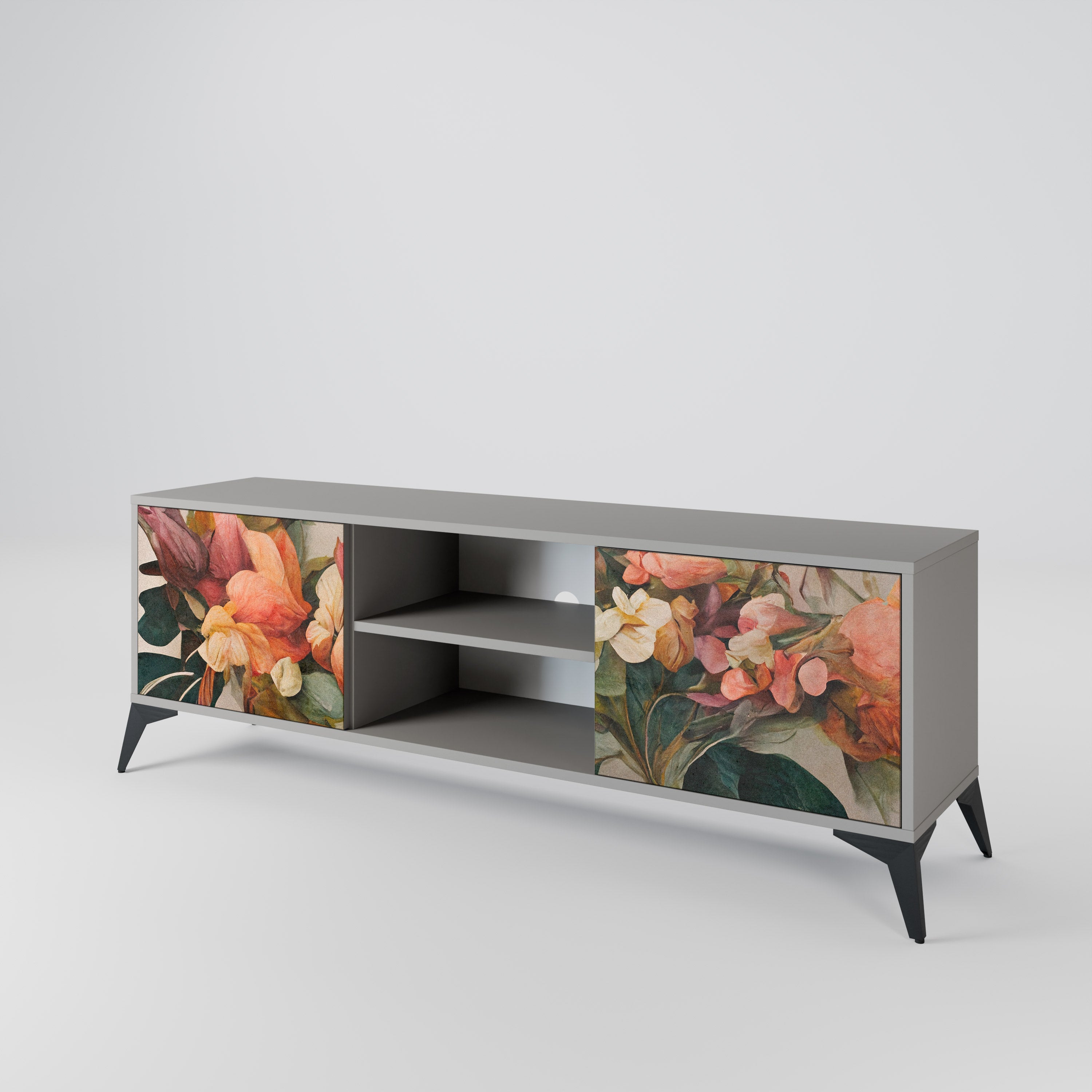 STYLISH BEAUTY Móvel de TV com 2 Portas em Acabamento Cinzento