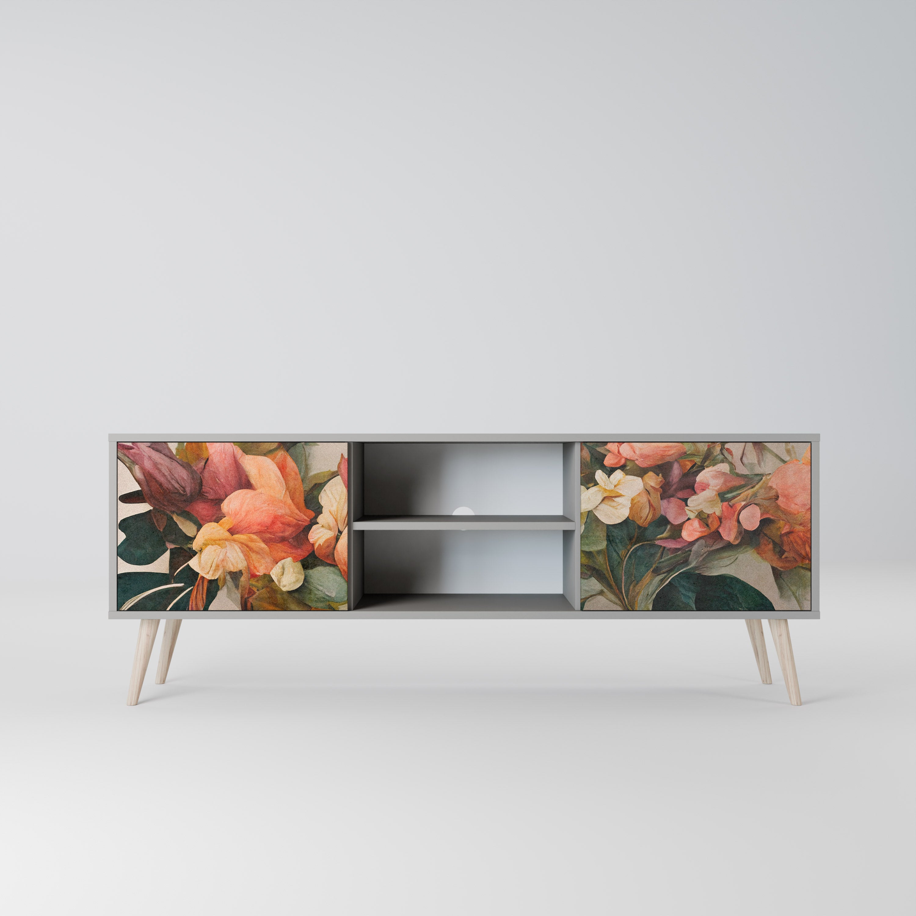 STYLISH BEAUTY Móvel de TV com 2 Portas em Acabamento Cinzento