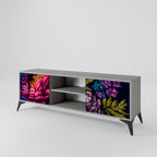 BLOOMING ELEGANCE Móvel de TV com 2 Portas em Acabamento Cinzento
