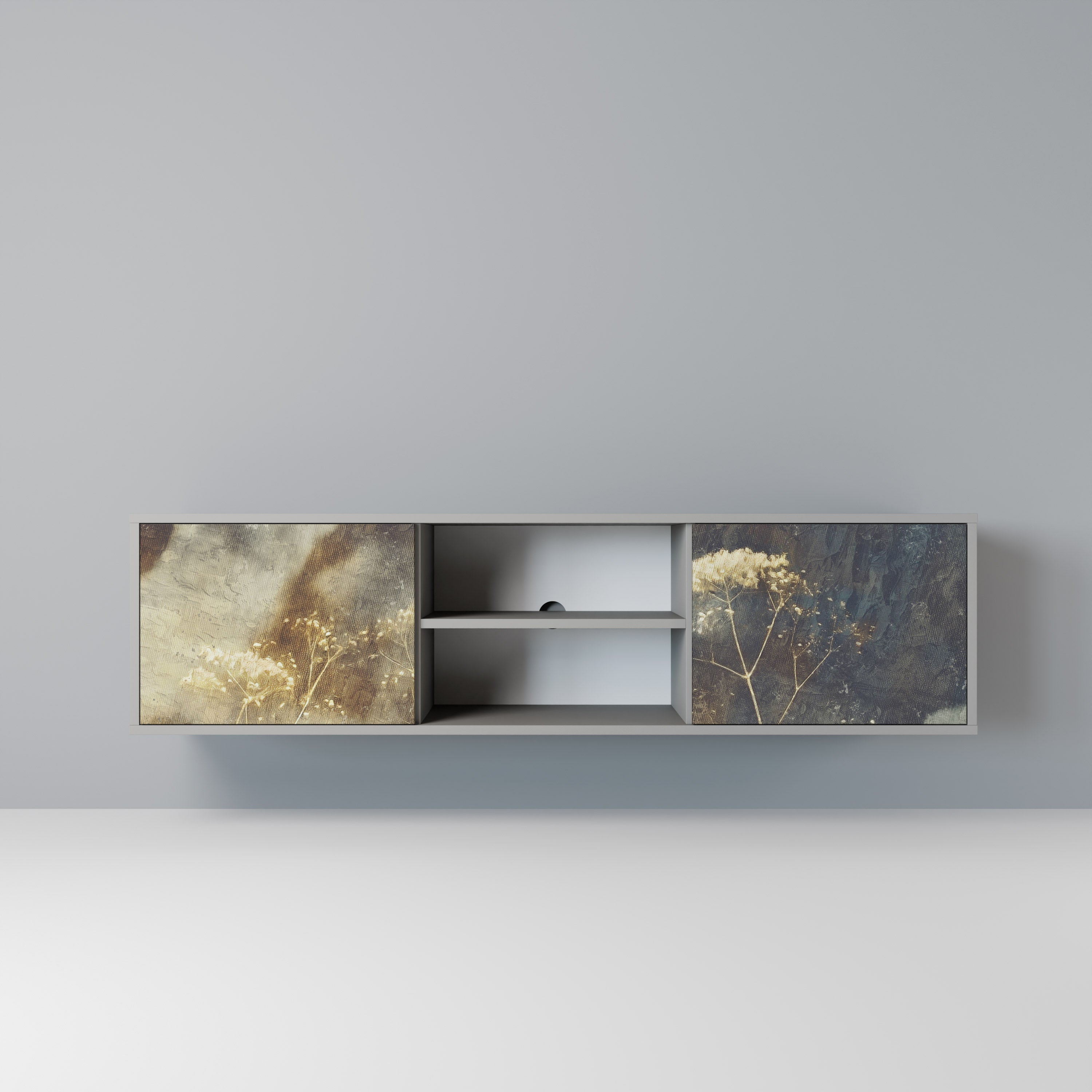 GENTLE POWER Móvel de TV com 2 Portas em Acabamento Cinzento