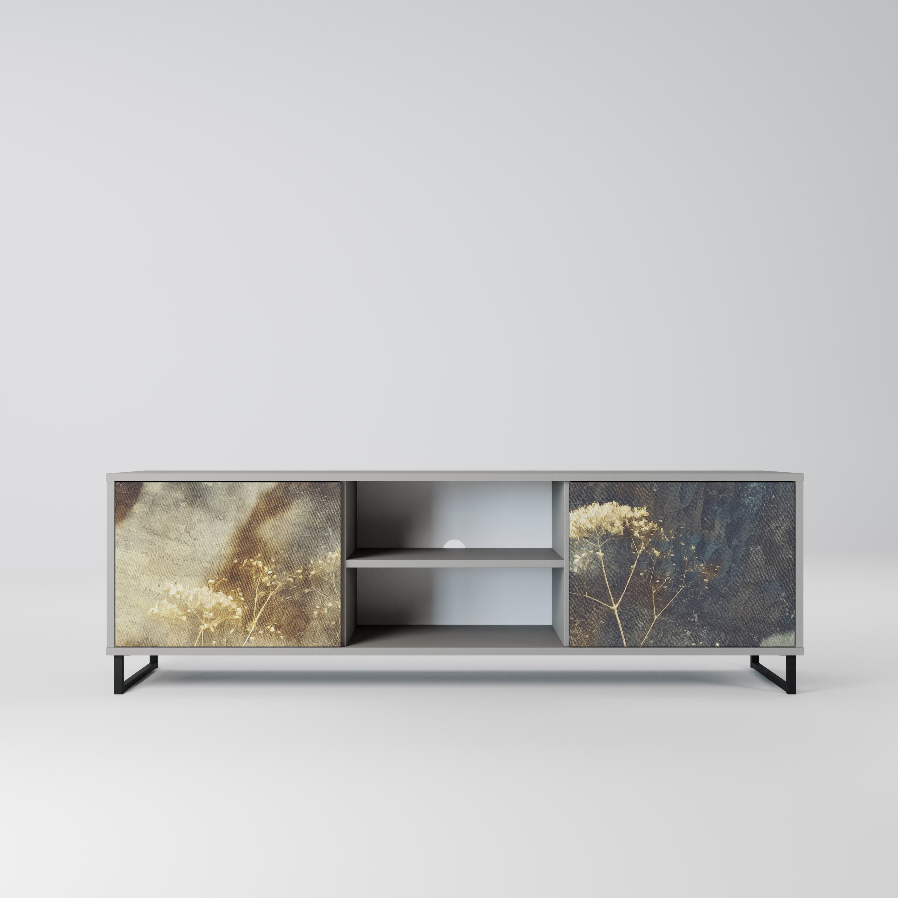 GENTLE POWER Móvel de TV com 2 Portas em Acabamento Cinzento