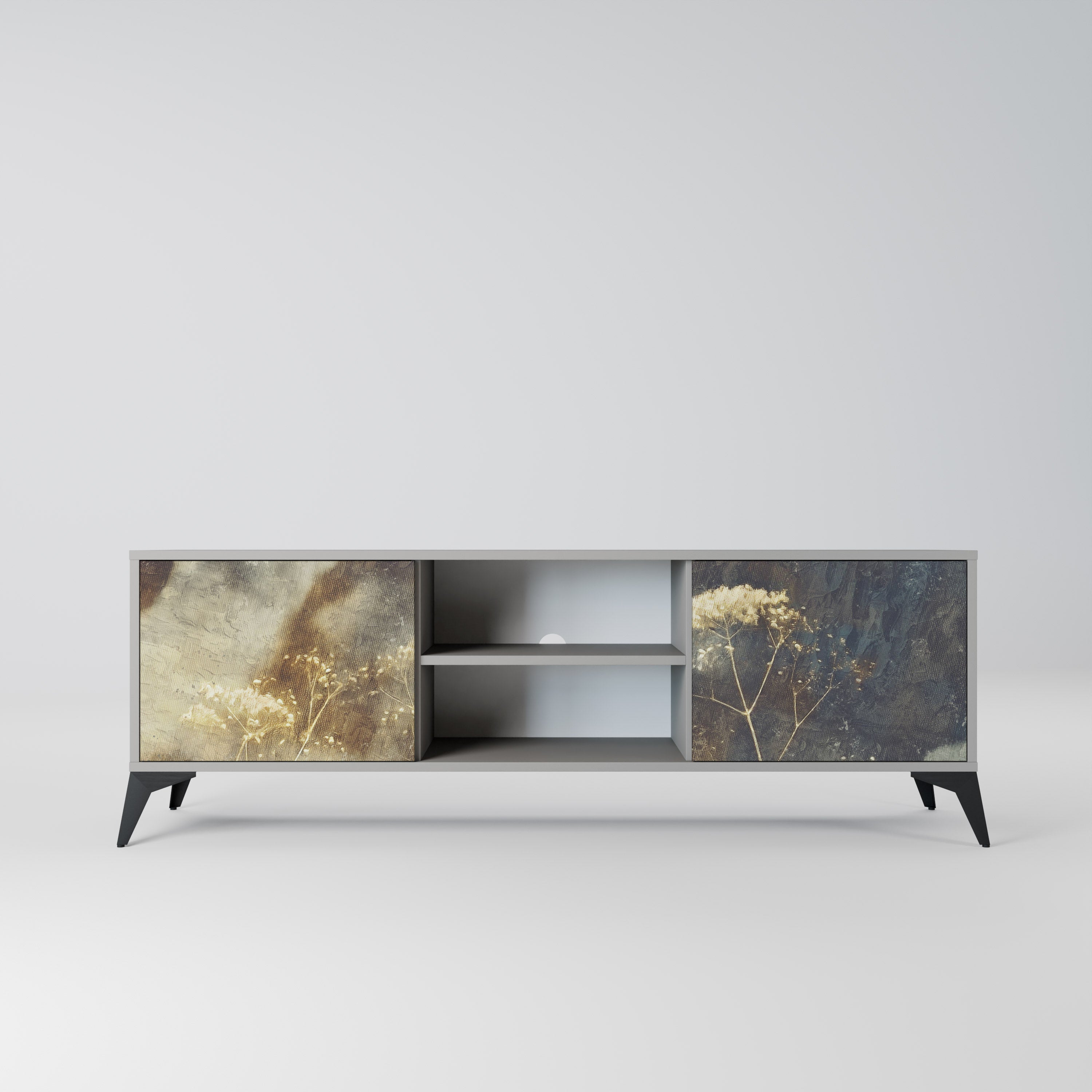 GENTLE POWER Móvel de TV com 2 Portas em Acabamento Cinzento