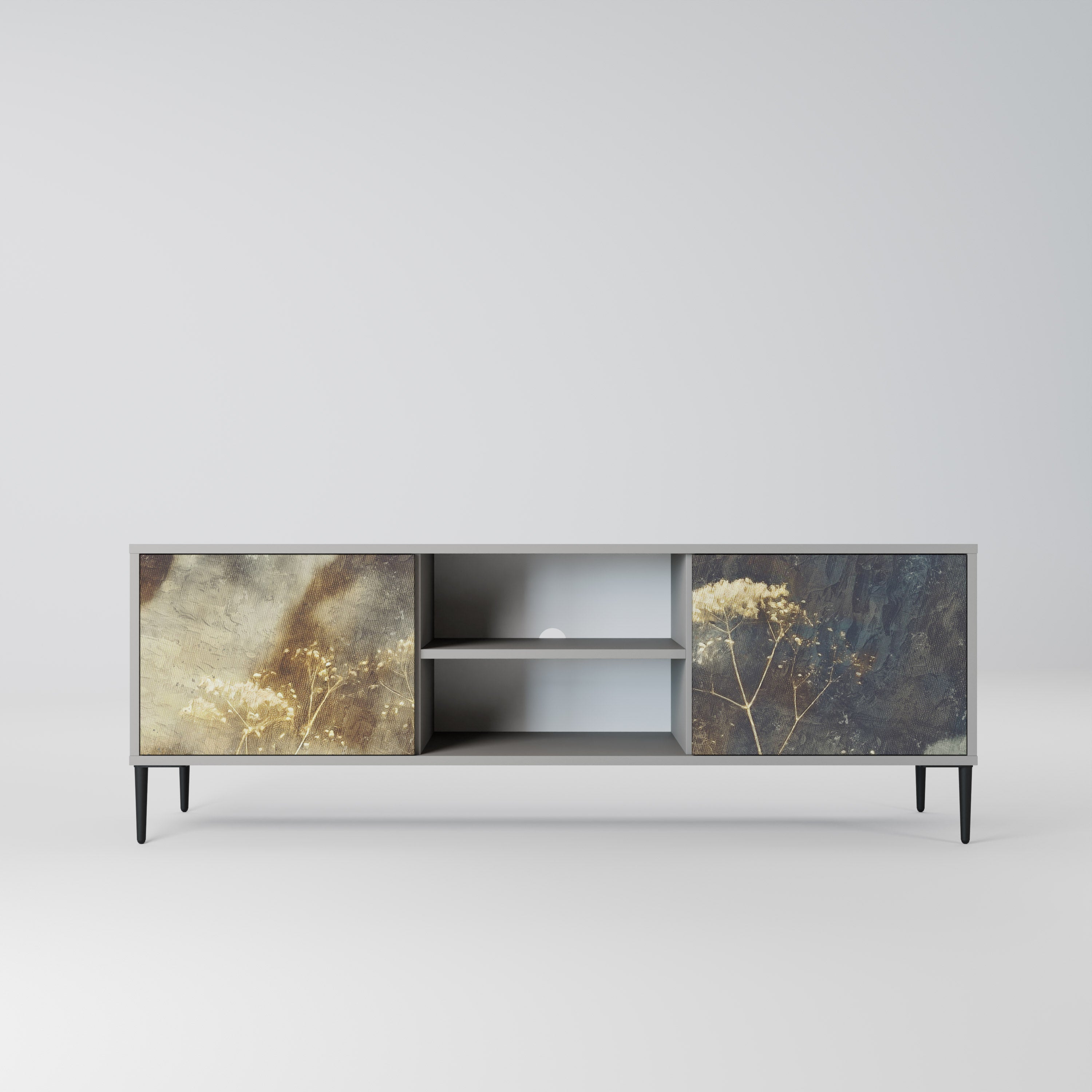 GENTLE POWER Móvel de TV com 2 Portas em Acabamento Cinzento