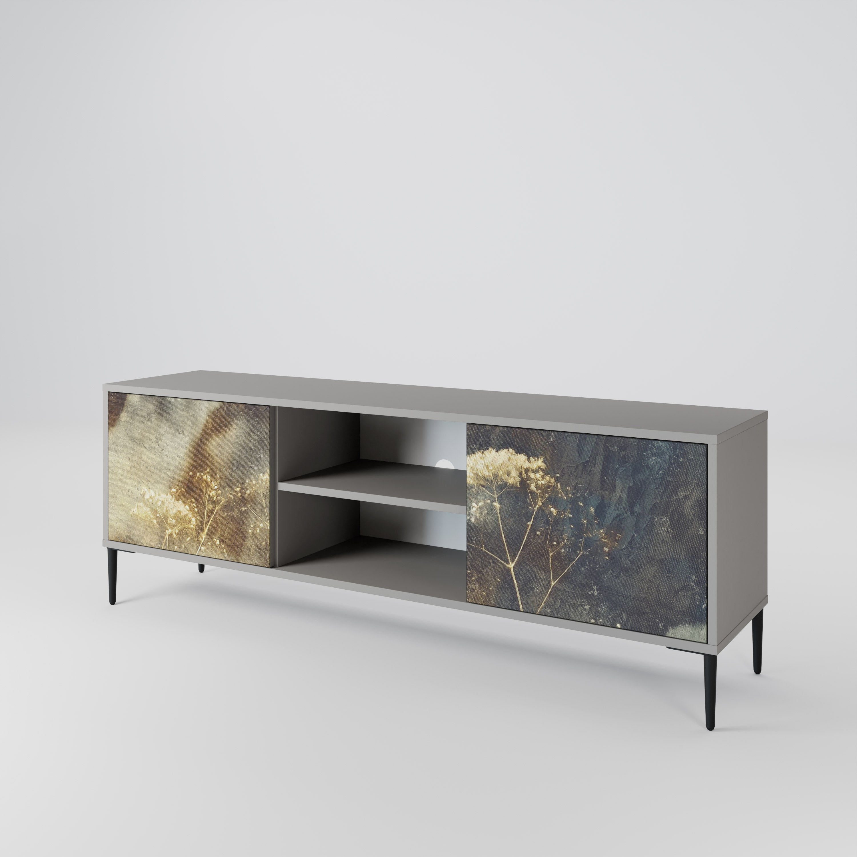 GENTLE POWER Móvel de TV com 2 Portas em Acabamento Cinzento