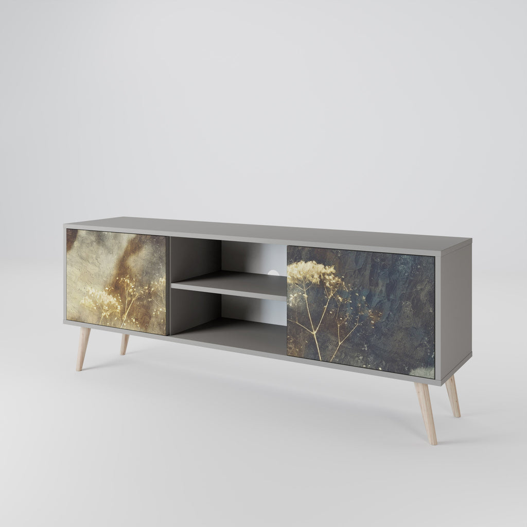 GENTLE POWER 2-Door TV Stand in Grey Finish