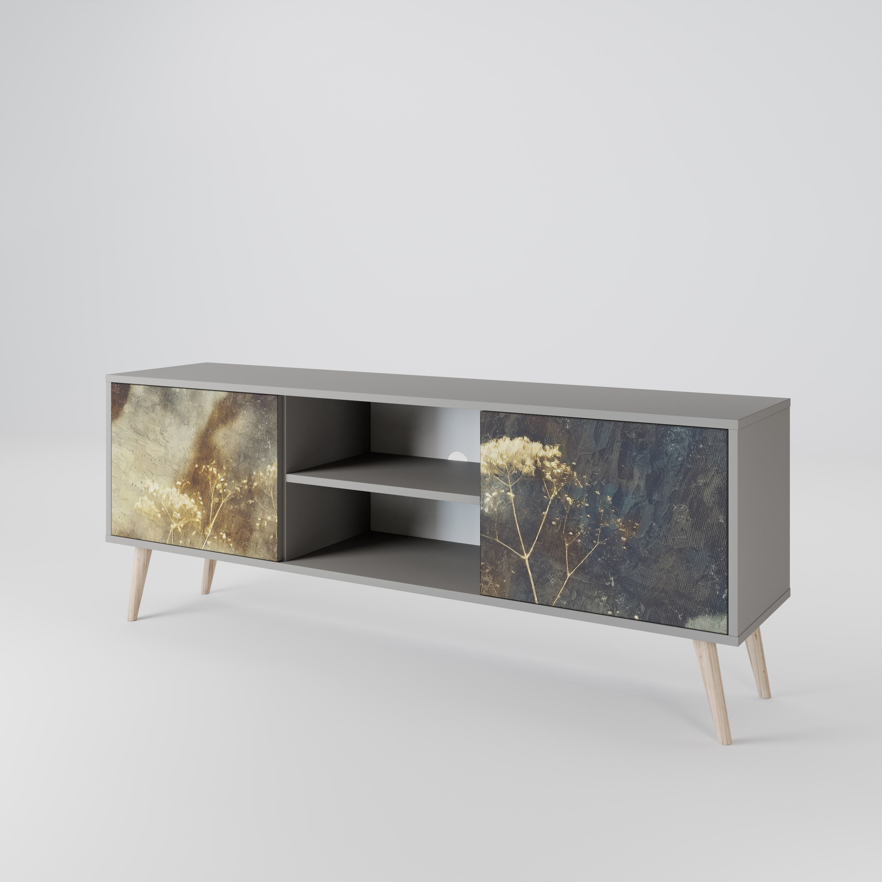 GENTLE POWER Móvel de TV com 2 Portas em Acabamento Cinzento