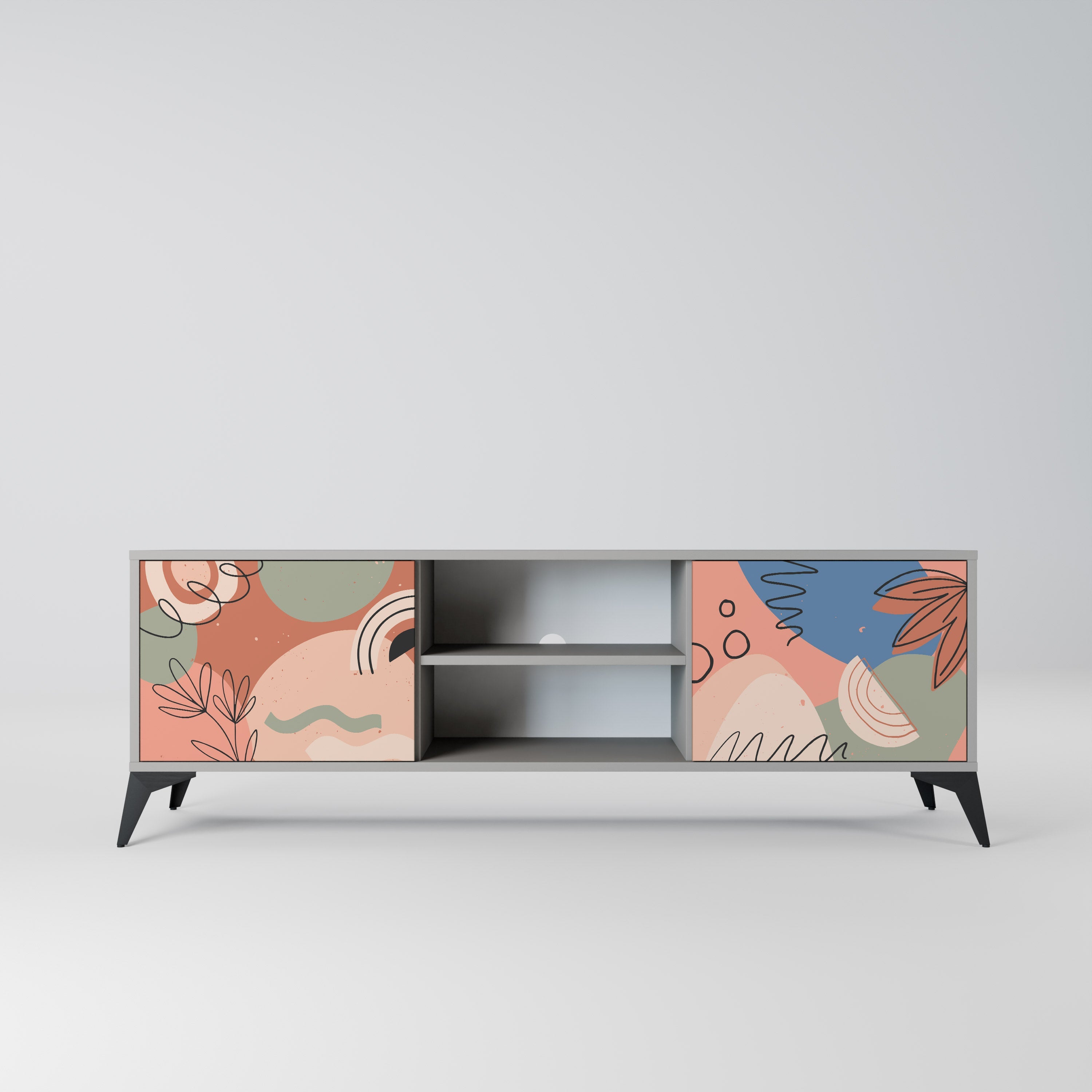 PASTEL DESTINY Móvel de TV com 2 Portas em Acabamento Cinzento