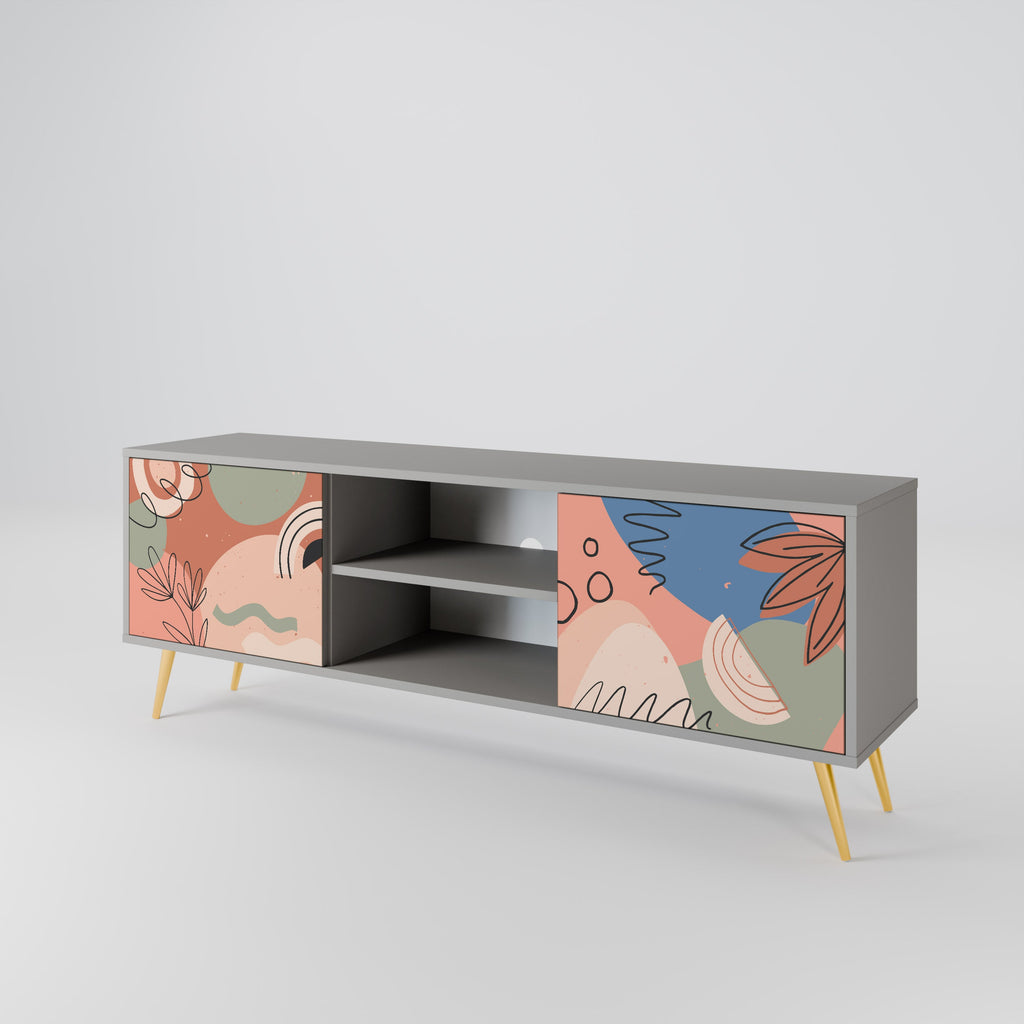 PASTEL DESTINY 2-Door TV Stand in Grey Finish