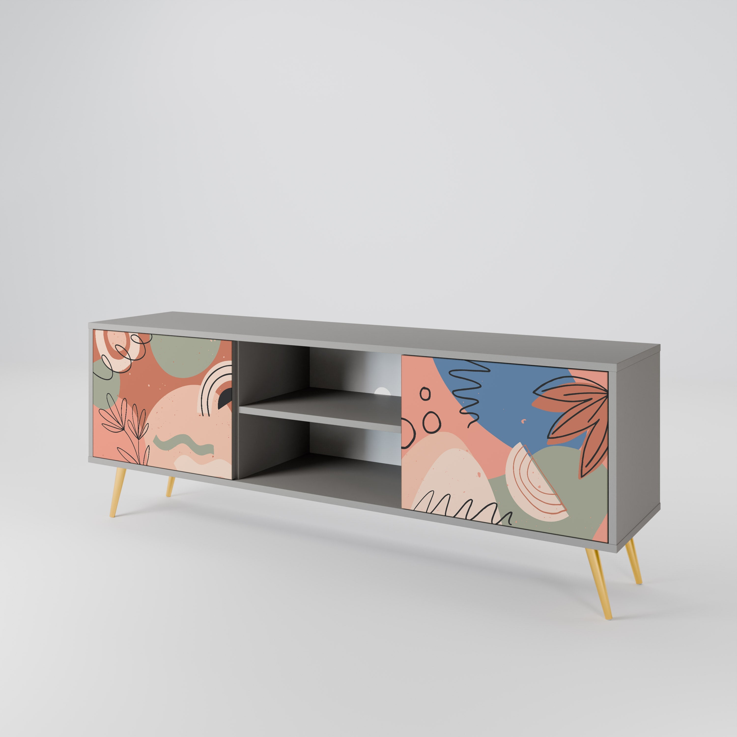 PASTEL DESTINY Móvel de TV com 2 Portas em Acabamento Cinzento