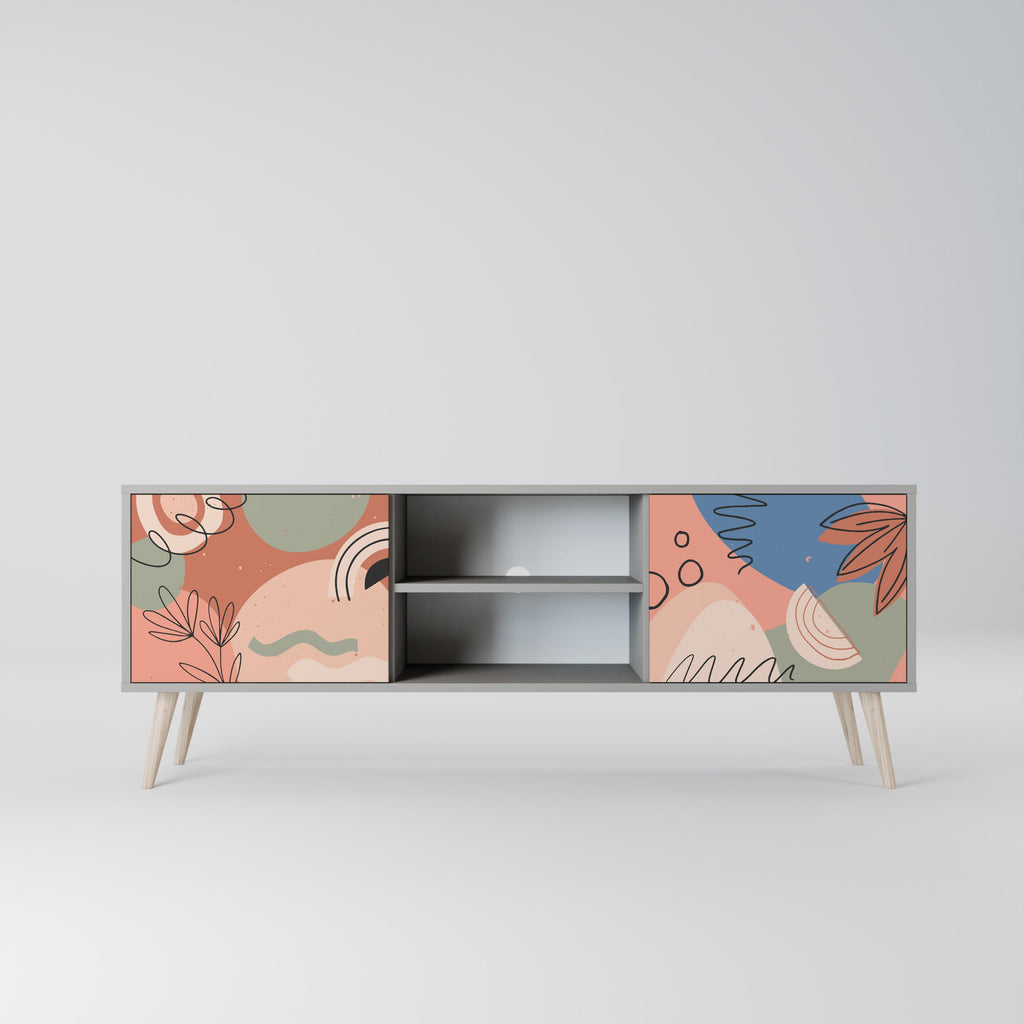 PASTEL DESTINY 2-Door TV Stand in Grey Finish