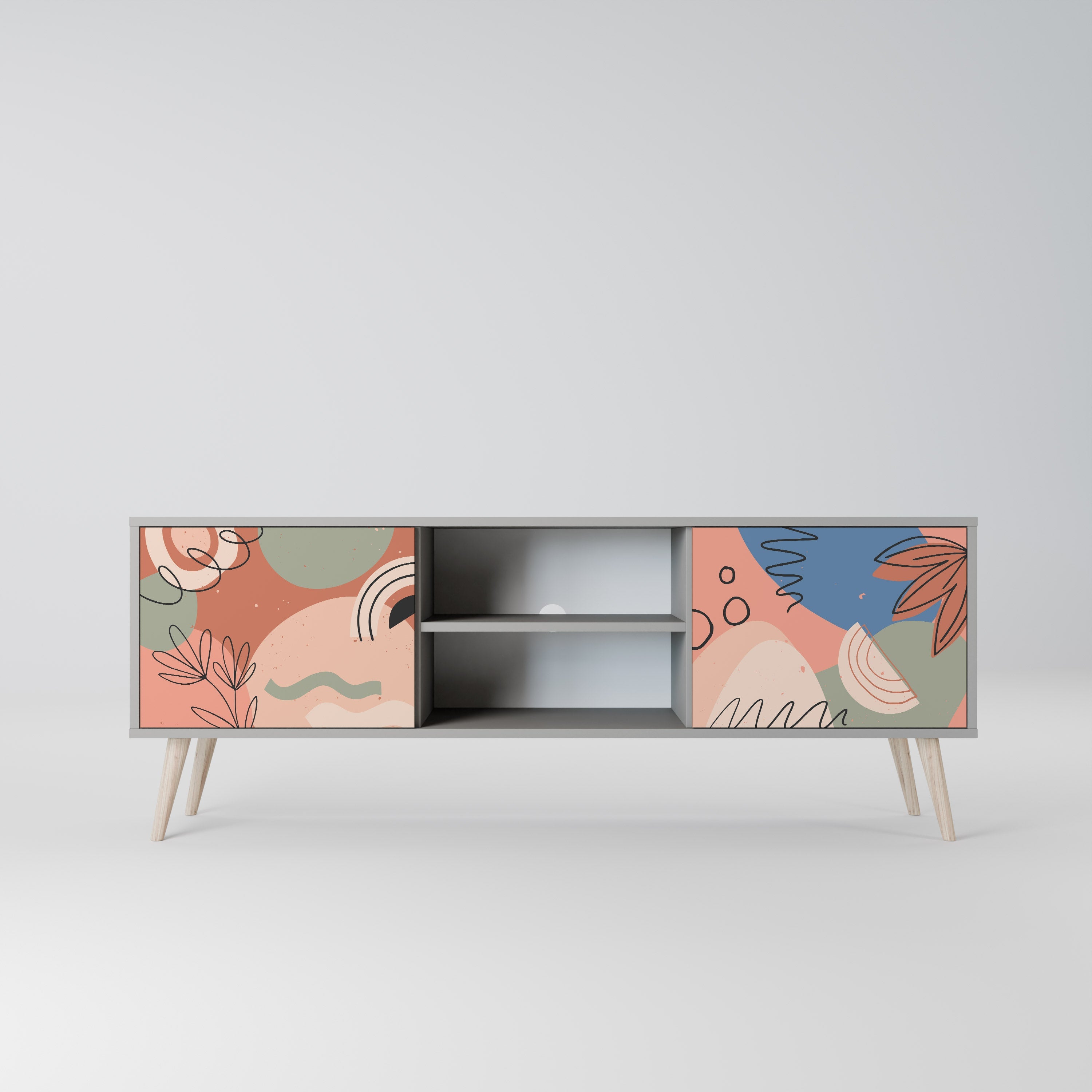 PASTEL DESTINY Móvel de TV com 2 Portas em Acabamento Cinzento