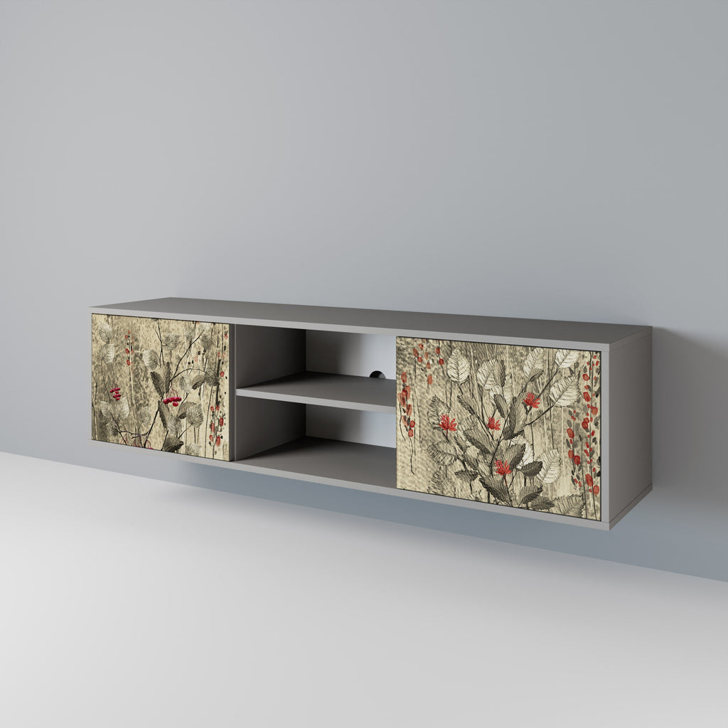 HERBAL GRACE Móvel de TV com 2 Portas em Acabamento Cinzento