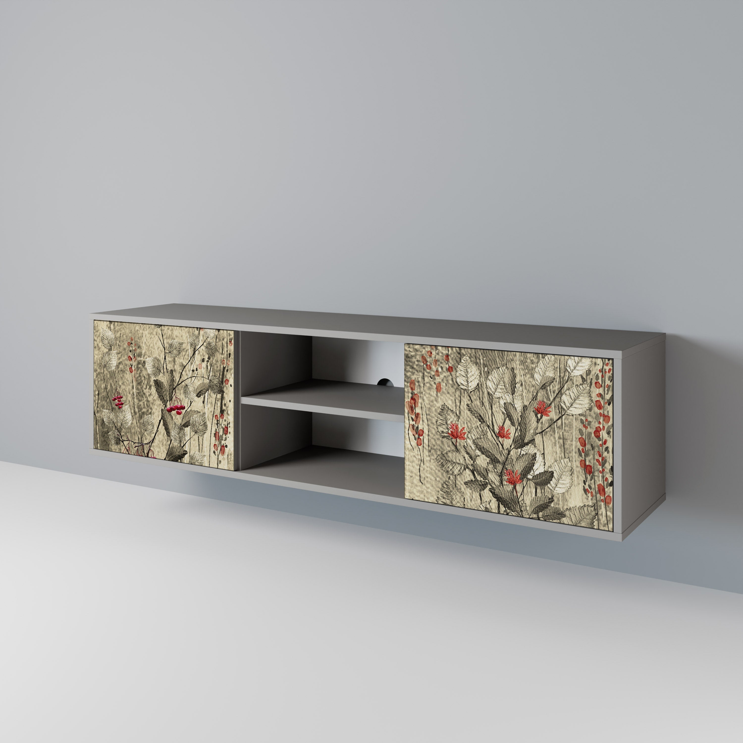 HERBAL GRACE Móvel de TV com 2 Portas em Acabamento Cinzento