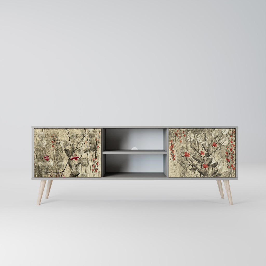 HERBAL GRACE Móvel de TV com 2 Portas em Acabamento Cinzento