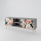 FLORAL GRACE Móvel de TV com 2 Portas em Acabamento Cinzento