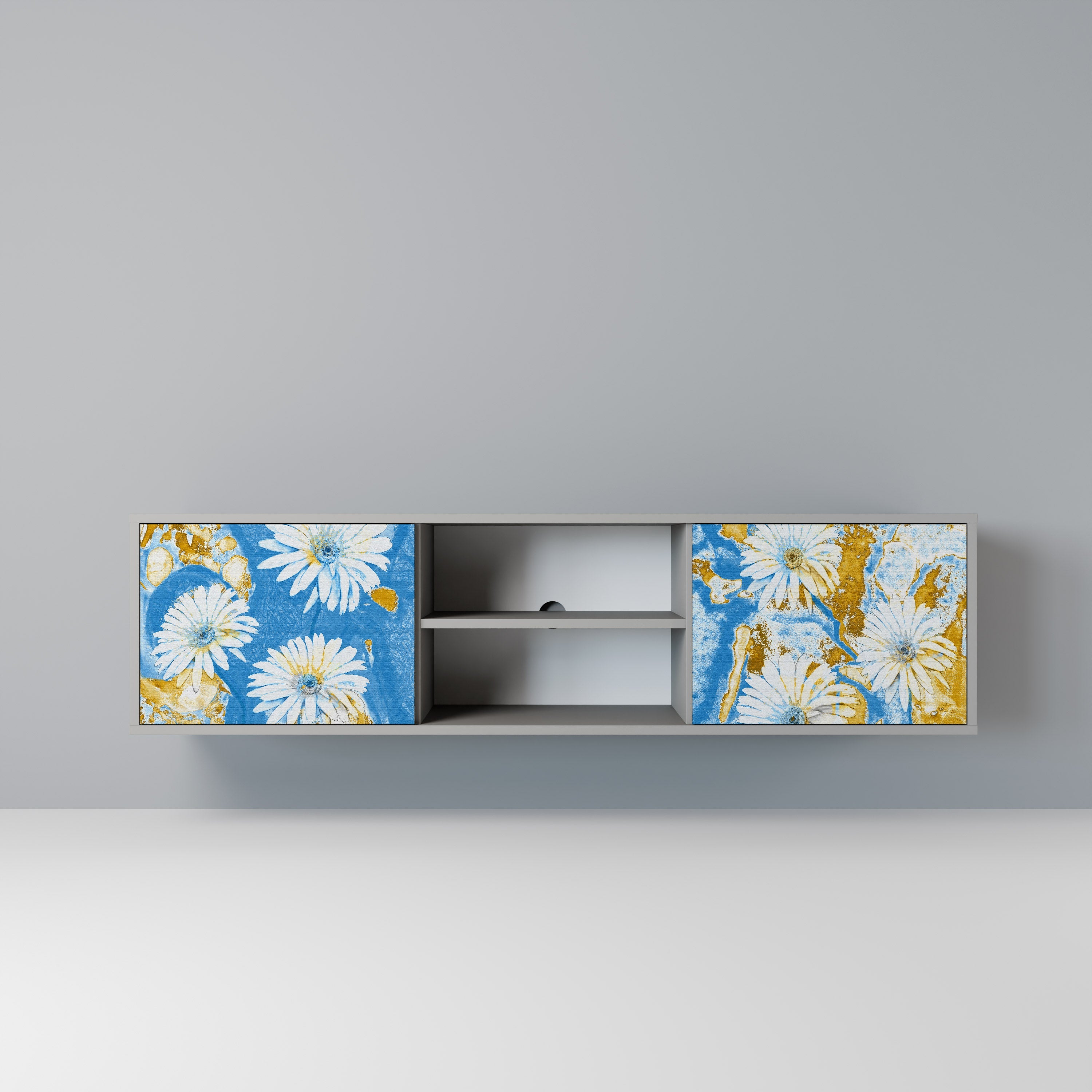 DAISY LUXE Móvel de TV com 2 Portas em Acabamento Cinzento