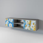 DAISY LUXE Móvel de TV com 2 Portas em Acabamento Cinzento