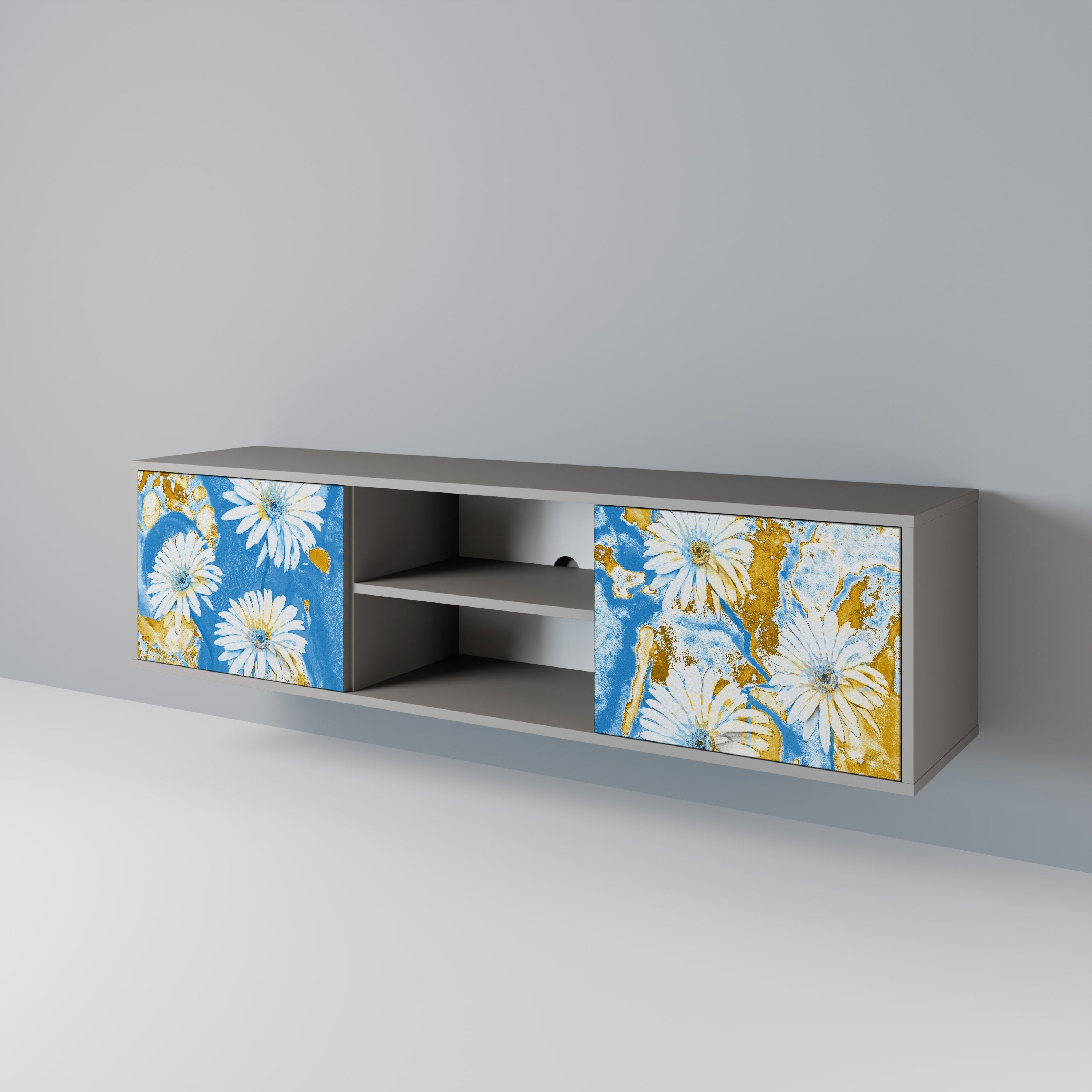 DAISY LUXE Móvel de TV com 2 Portas em Acabamento Cinzento