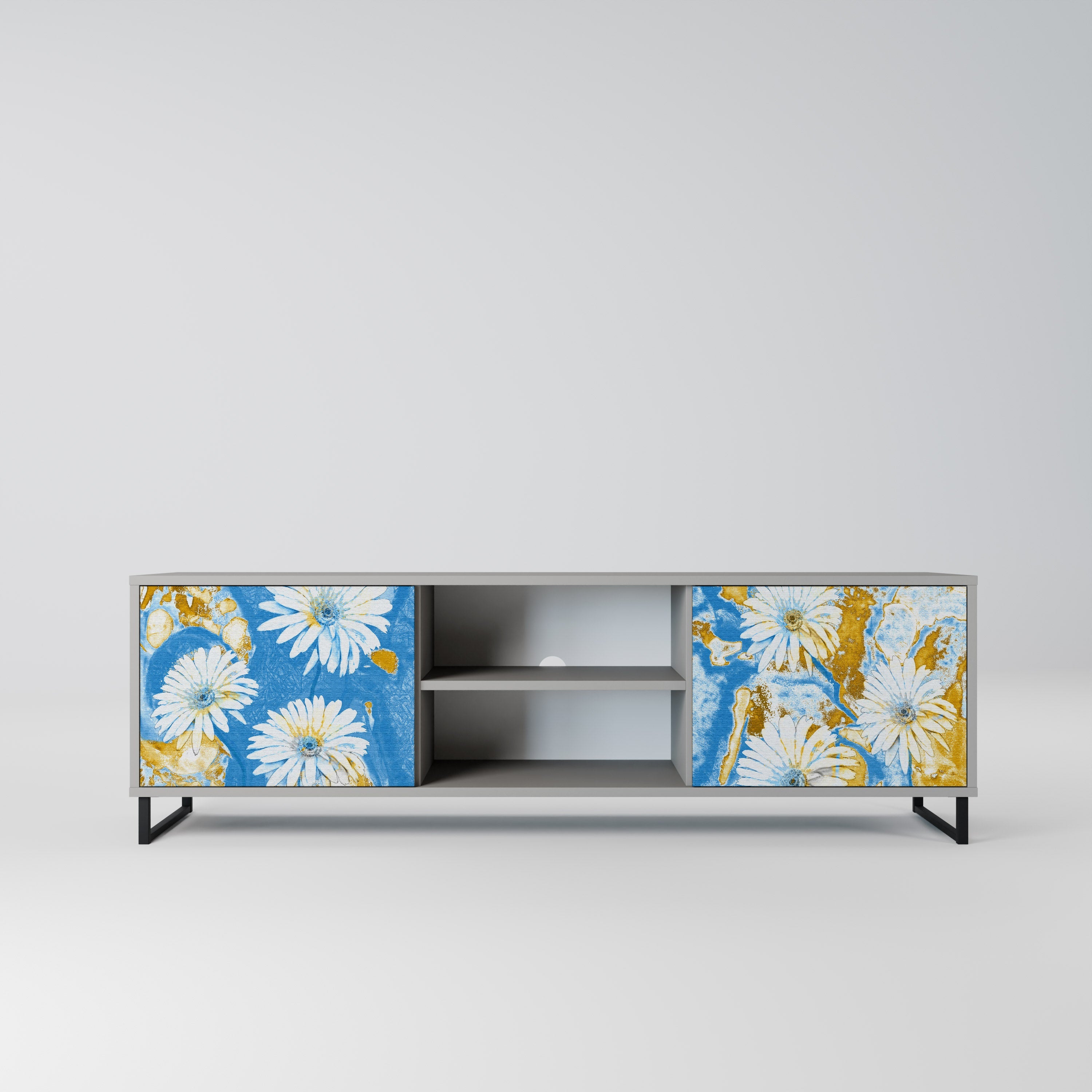 DAISY LUXE Móvel de TV com 2 Portas em Acabamento Cinzento