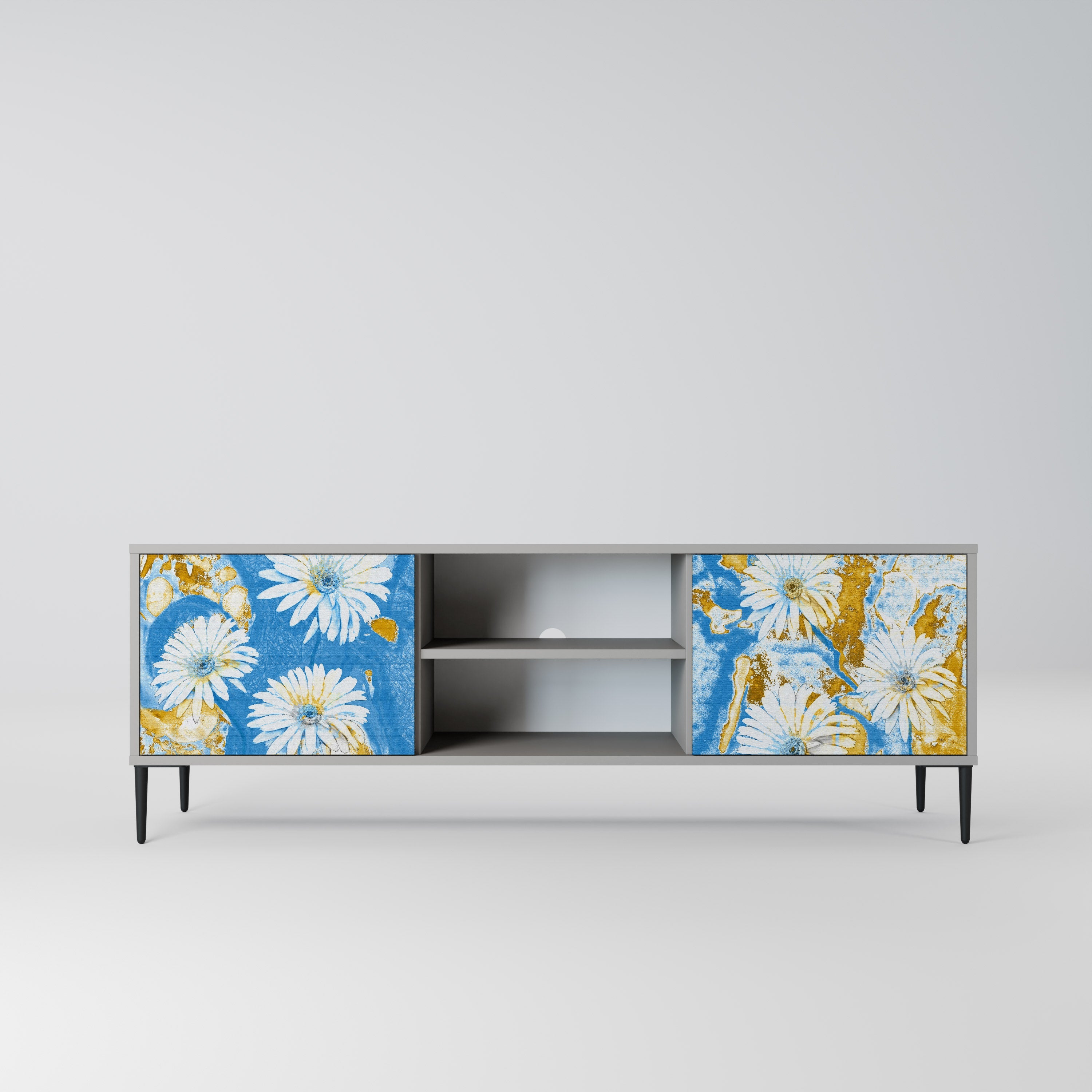 DAISY LUXE Móvel de TV com 2 Portas em Acabamento Cinzento