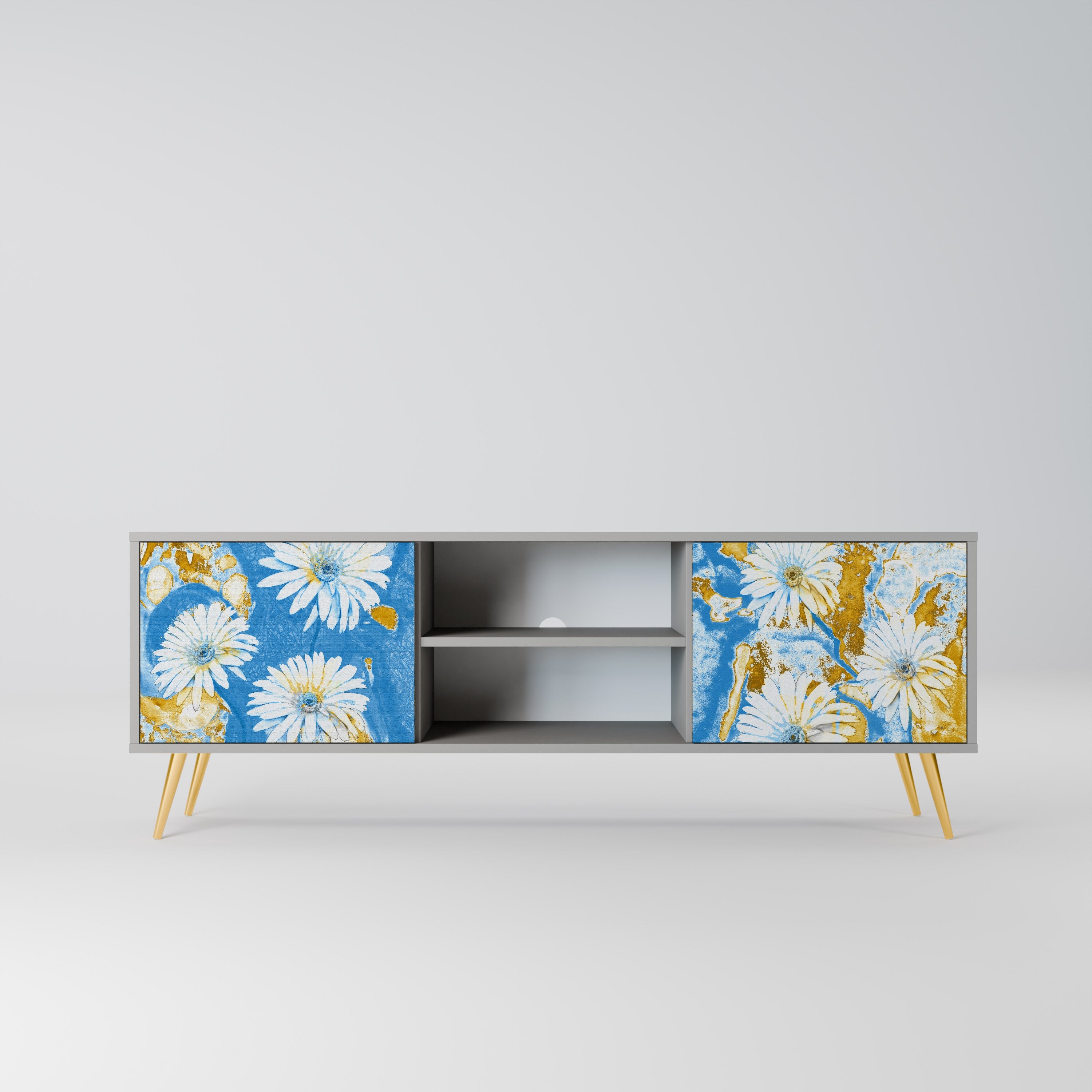 DAISY LUXE Móvel de TV com 2 Portas em Acabamento Cinzento