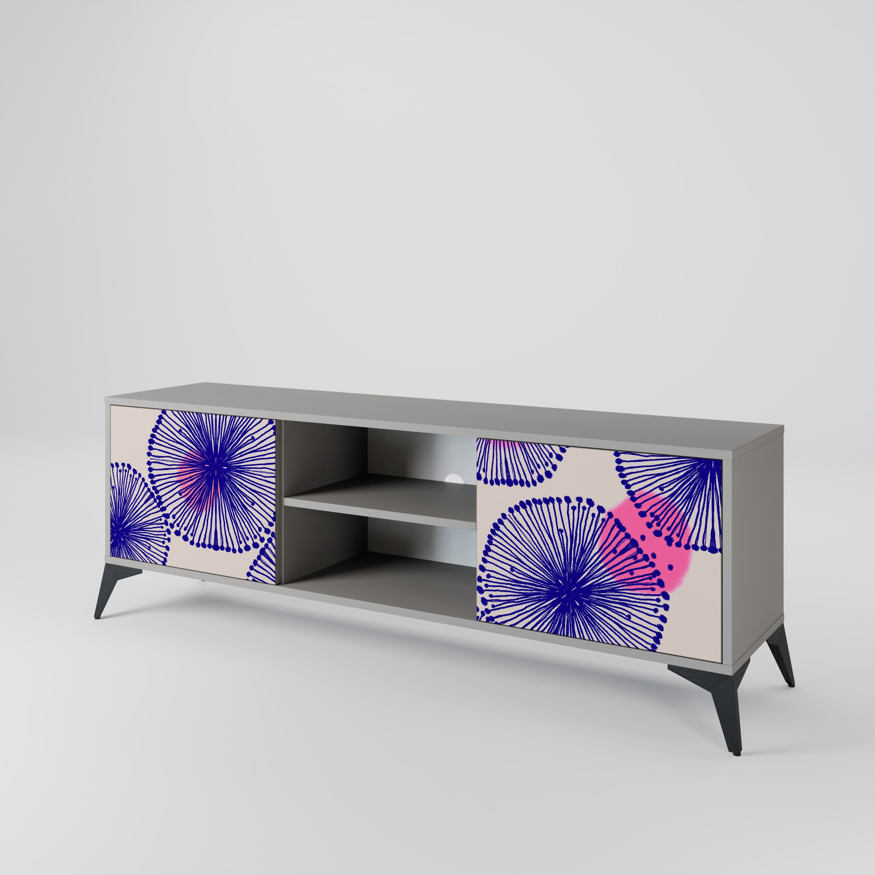 MAGIC NATURE Móvel de TV com 2 Portas em Acabamento Cinzento