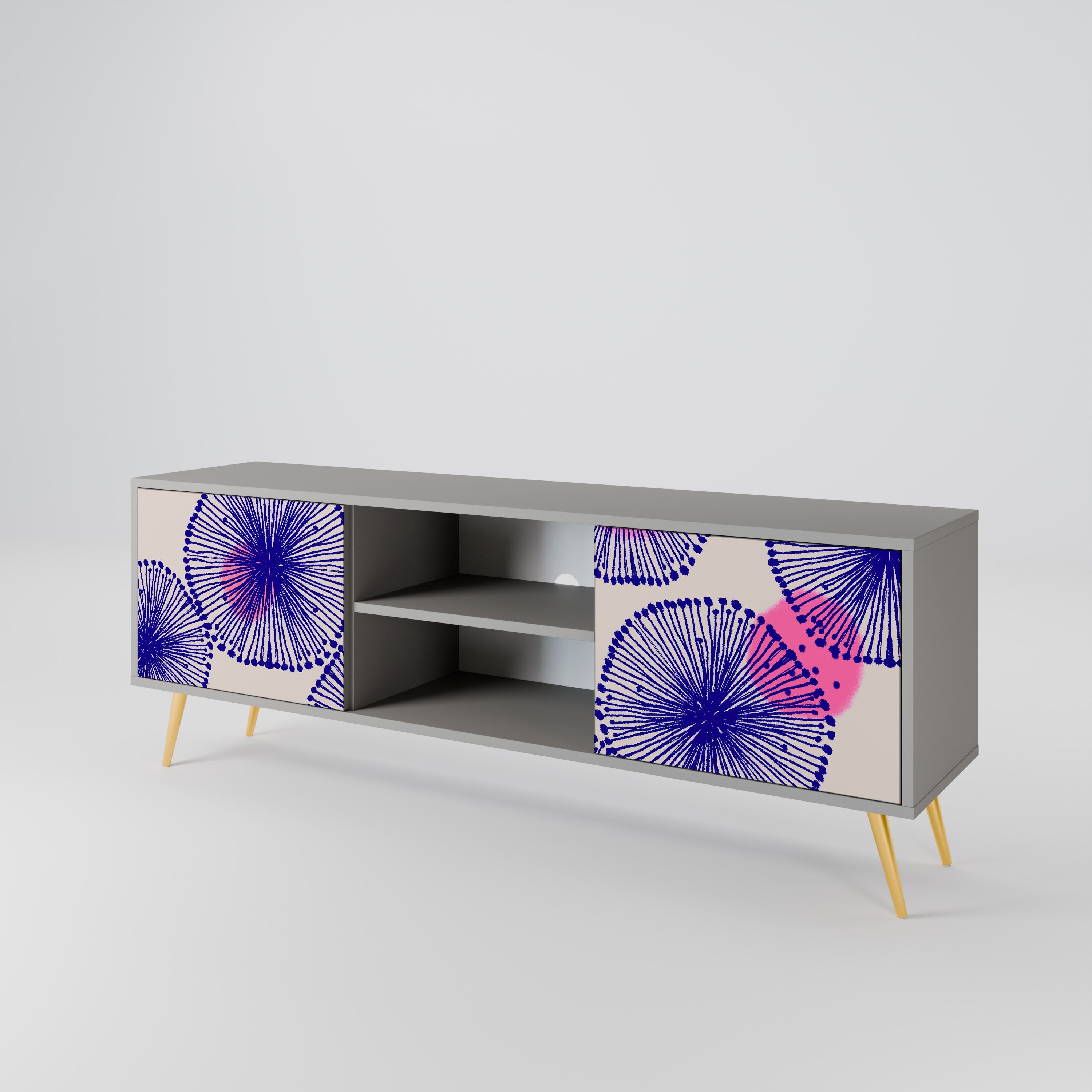 MAGIC NATURE Móvel de TV com 2 Portas em Acabamento Cinzento