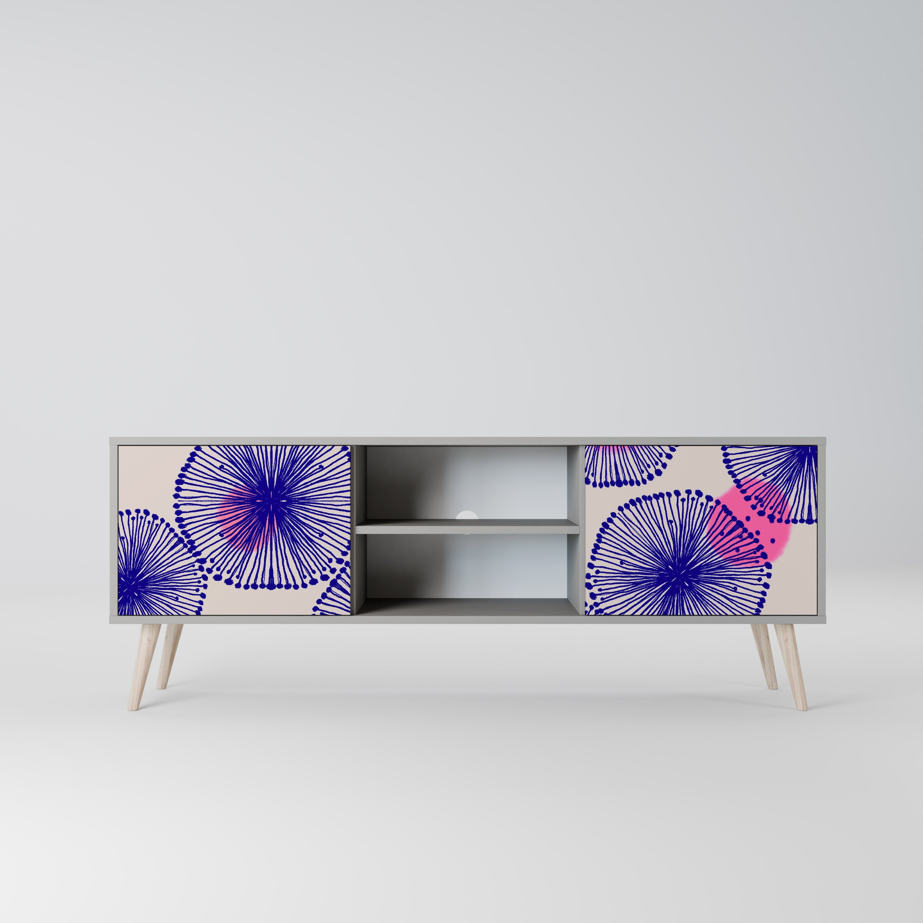 MAGIC NATURE Móvel de TV com 2 Portas em Acabamento Cinzento