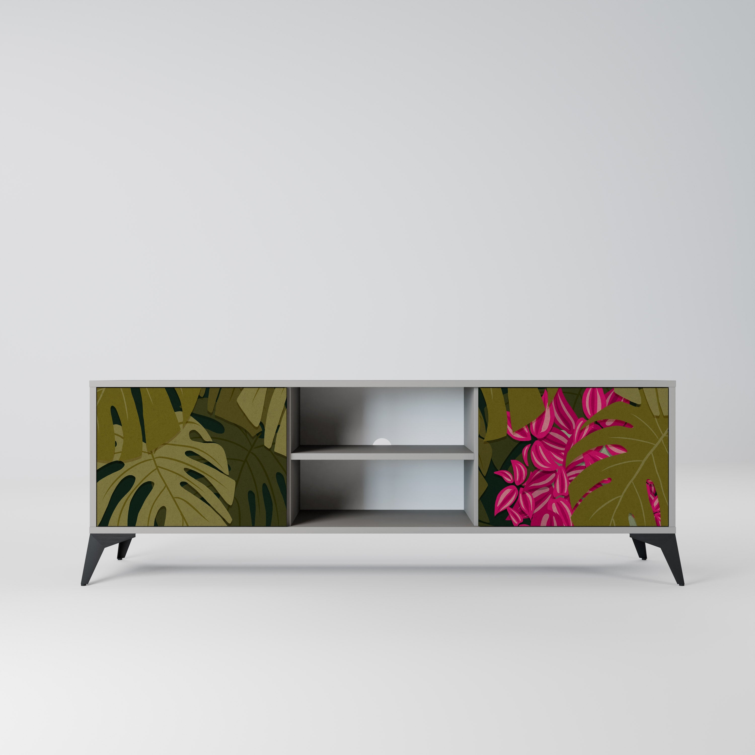TROPICAL BEAUTY Móvel de TV com 2 Portas em Acabamento Cinzento
