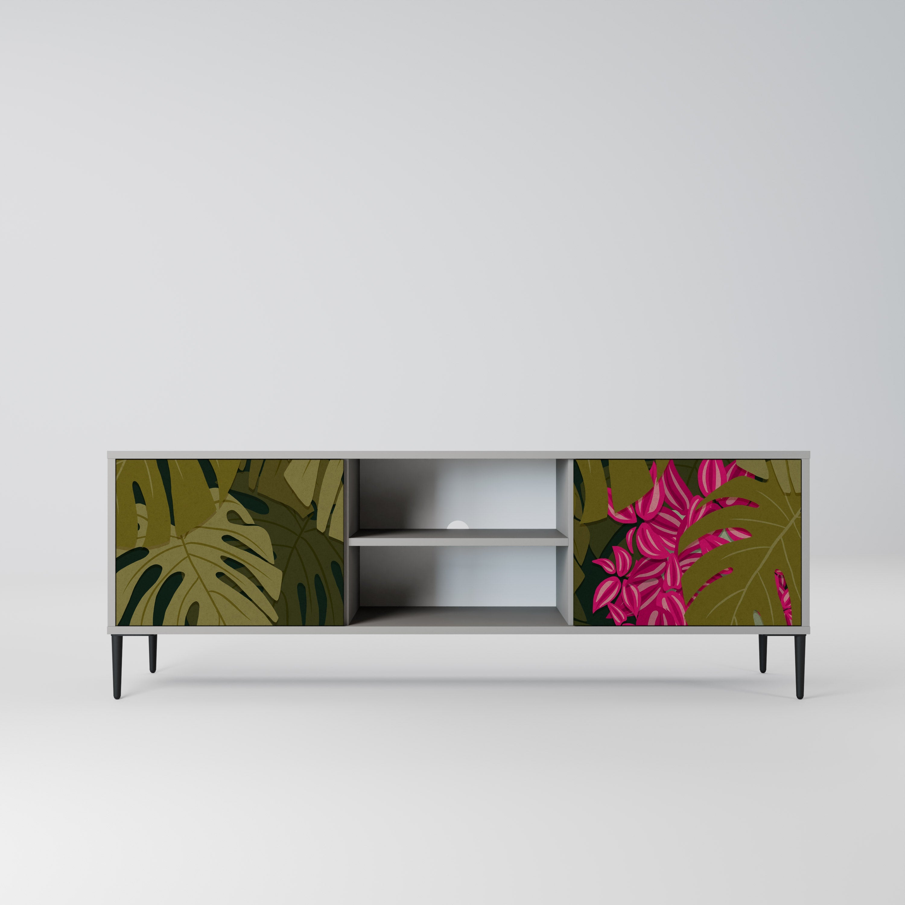 TROPICAL BEAUTY Móvel de TV com 2 Portas em Acabamento Cinzento