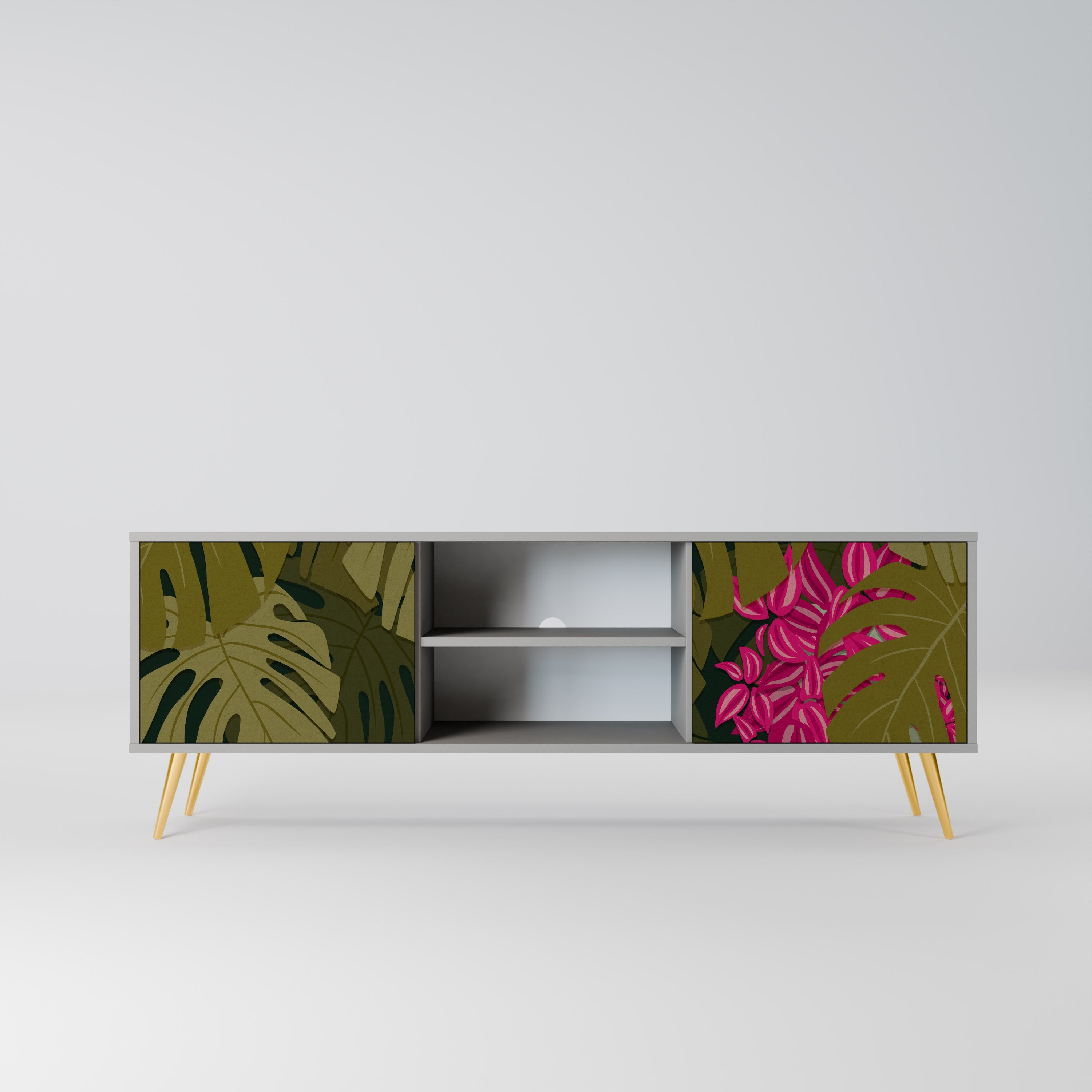 TROPICAL BEAUTY Móvel de TV com 2 Portas em Acabamento Cinzento