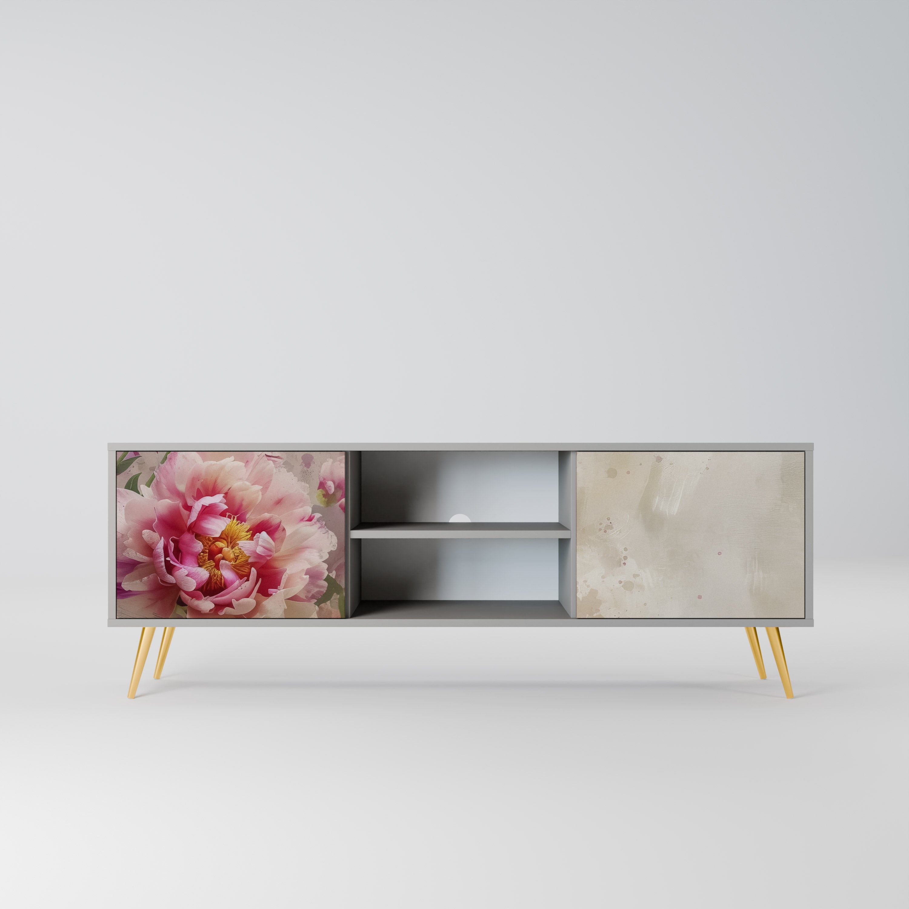 PEONY WHISPER Móvel de TV com 2 Portas em Acabamento Cinzento