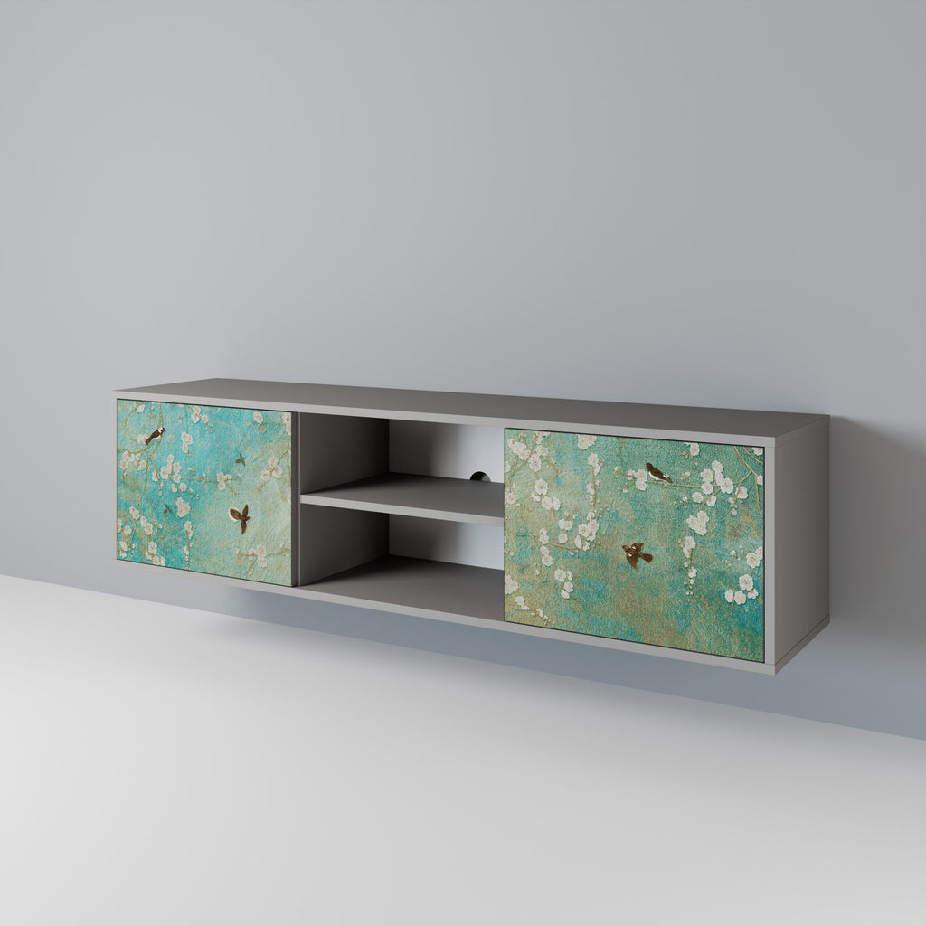 BLOOMING CHARM Móvel de TV com 2 Portas em Acabamento Cinzento