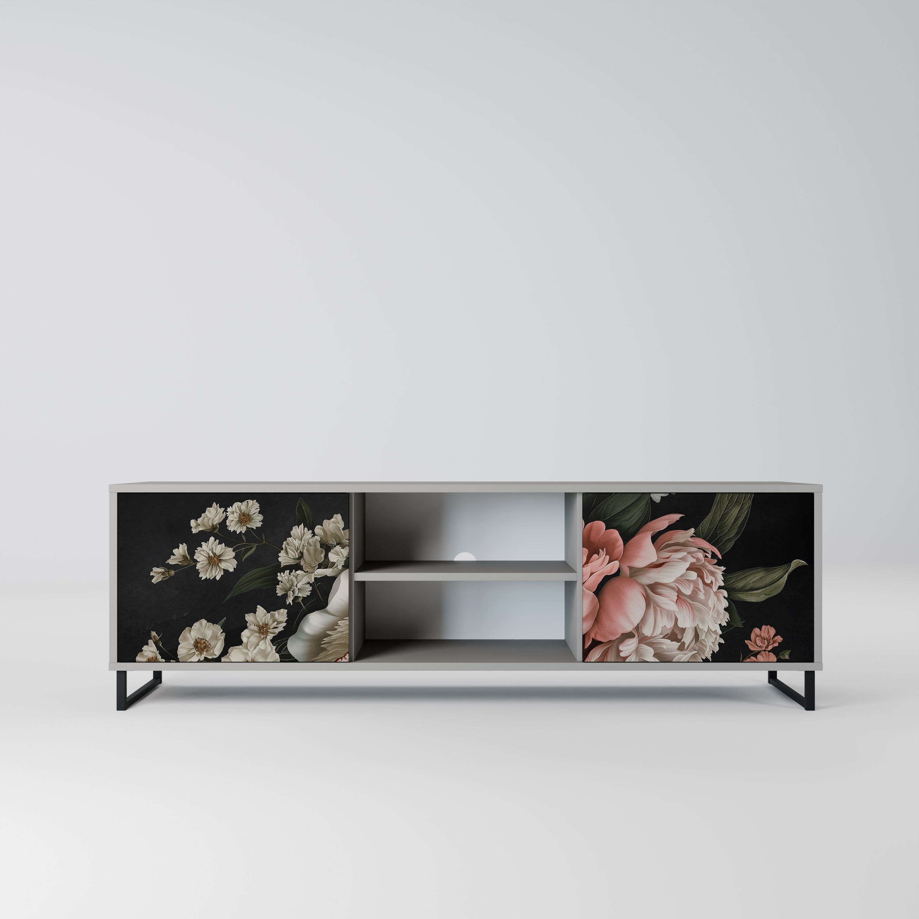 LUSH ELEGANCE Móvel de TV com 2 Portas em Acabamento Cinzento