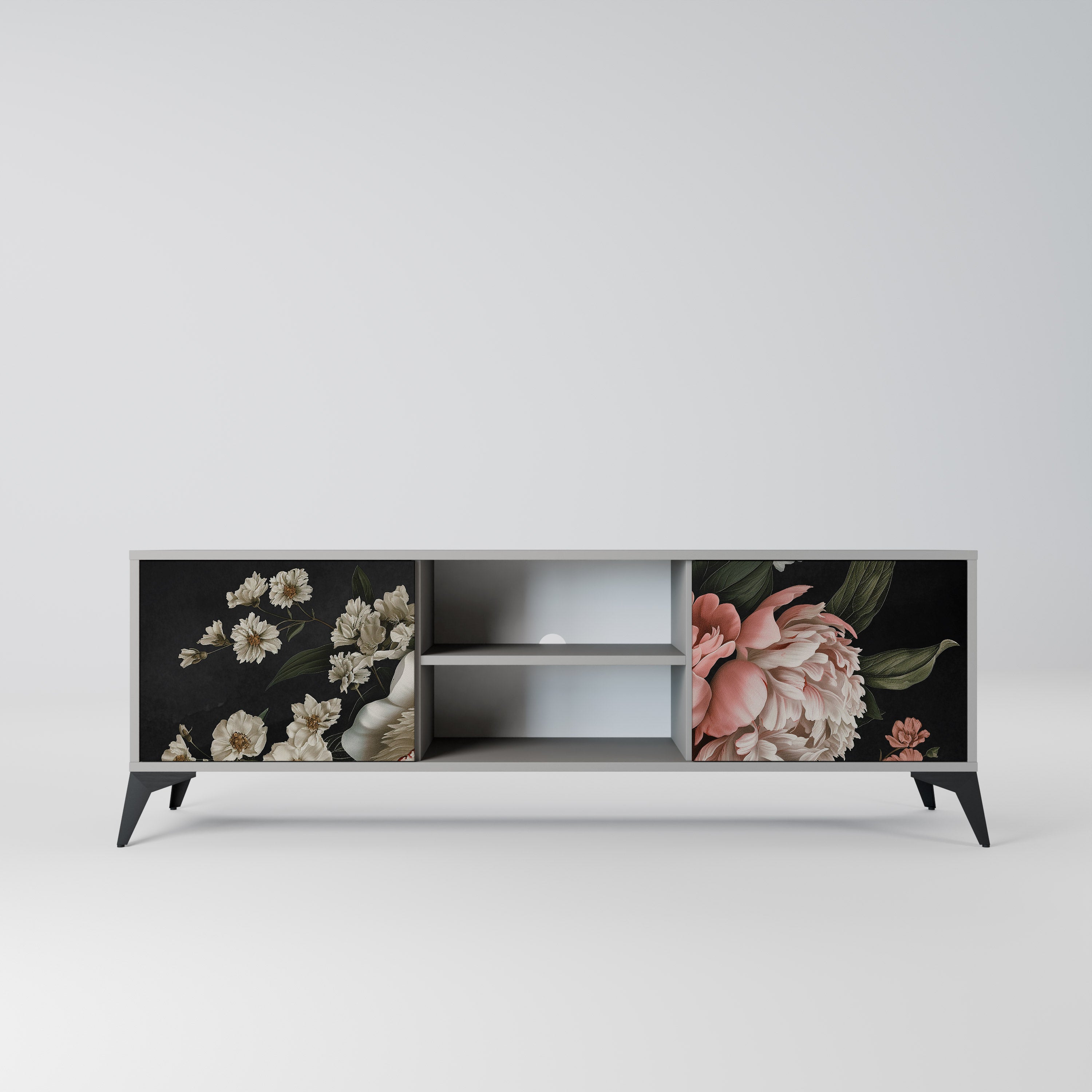 LUSH ELEGANCE Móvel de TV com 2 Portas em Acabamento Cinzento