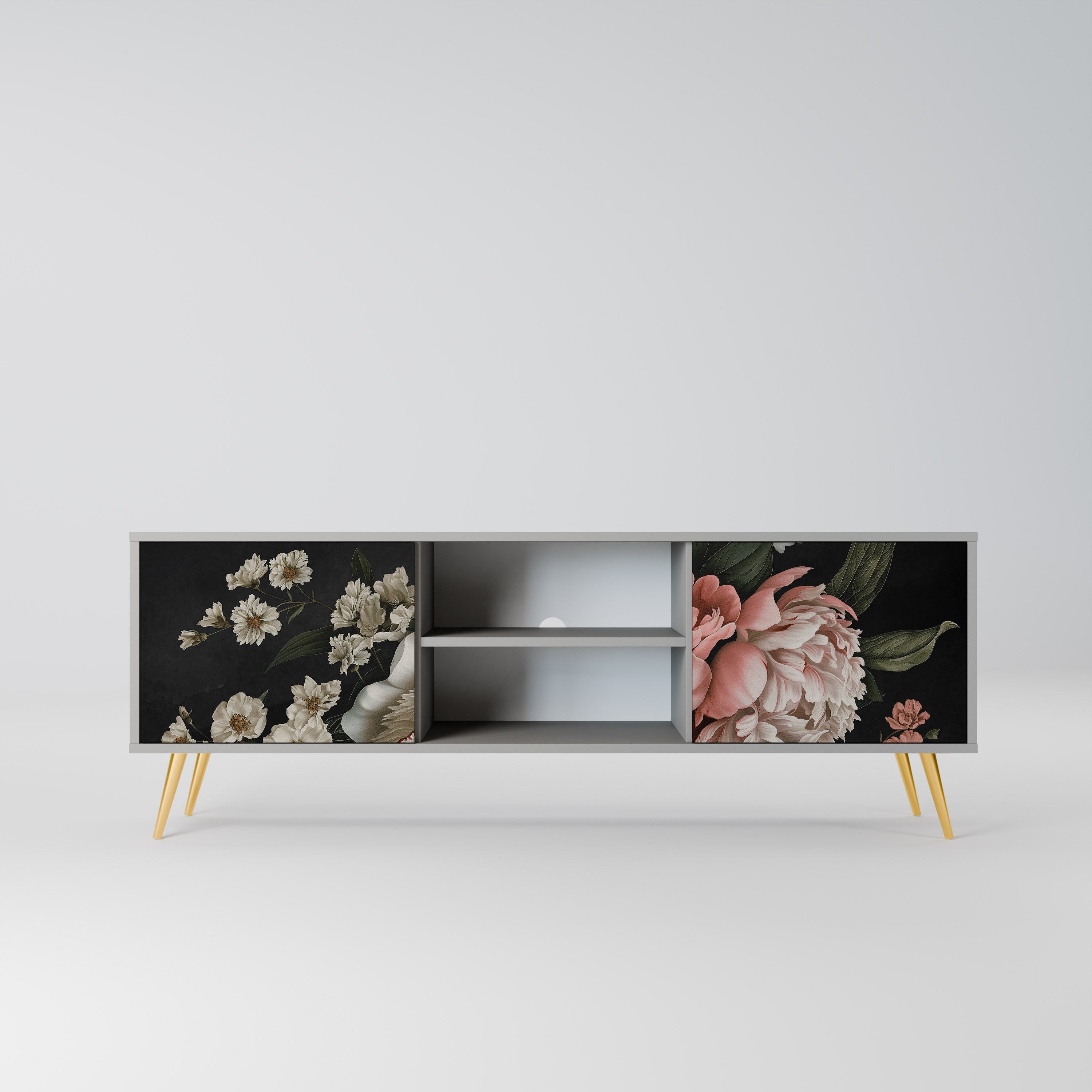 LUSH ELEGANCE Móvel de TV com 2 Portas em Acabamento Cinzento