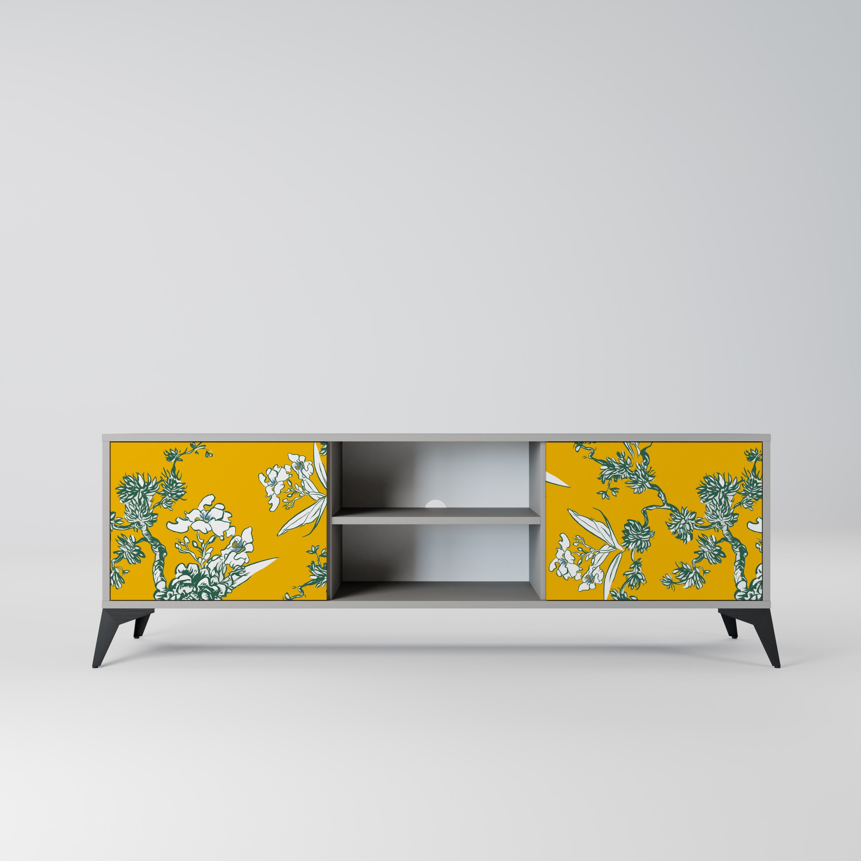 YELLOW CHINOISERIE Móvel de TV com 2 Portas em Acabamento Cinzento