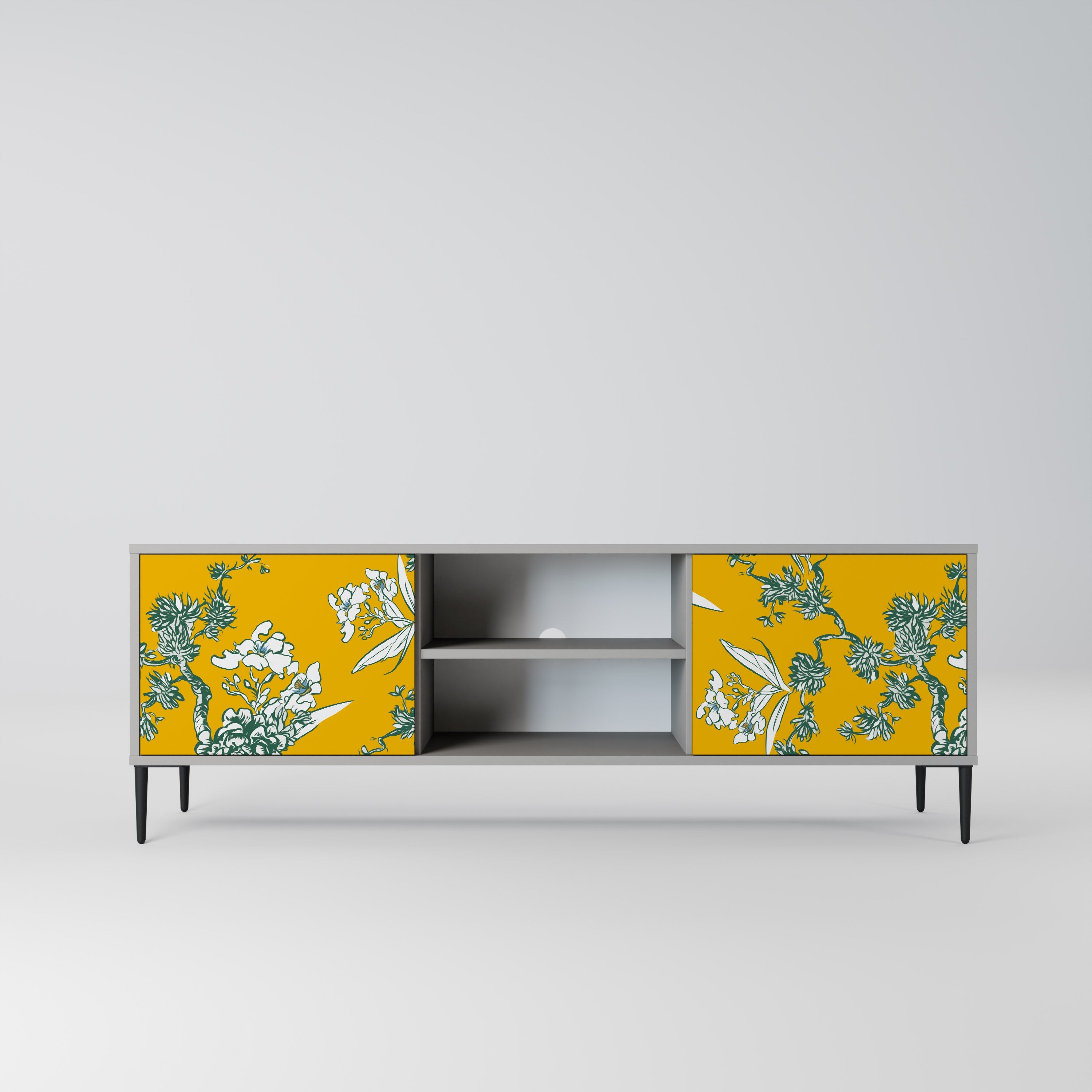 YELLOW CHINOISERIE Móvel de TV com 2 Portas em Acabamento Cinzento