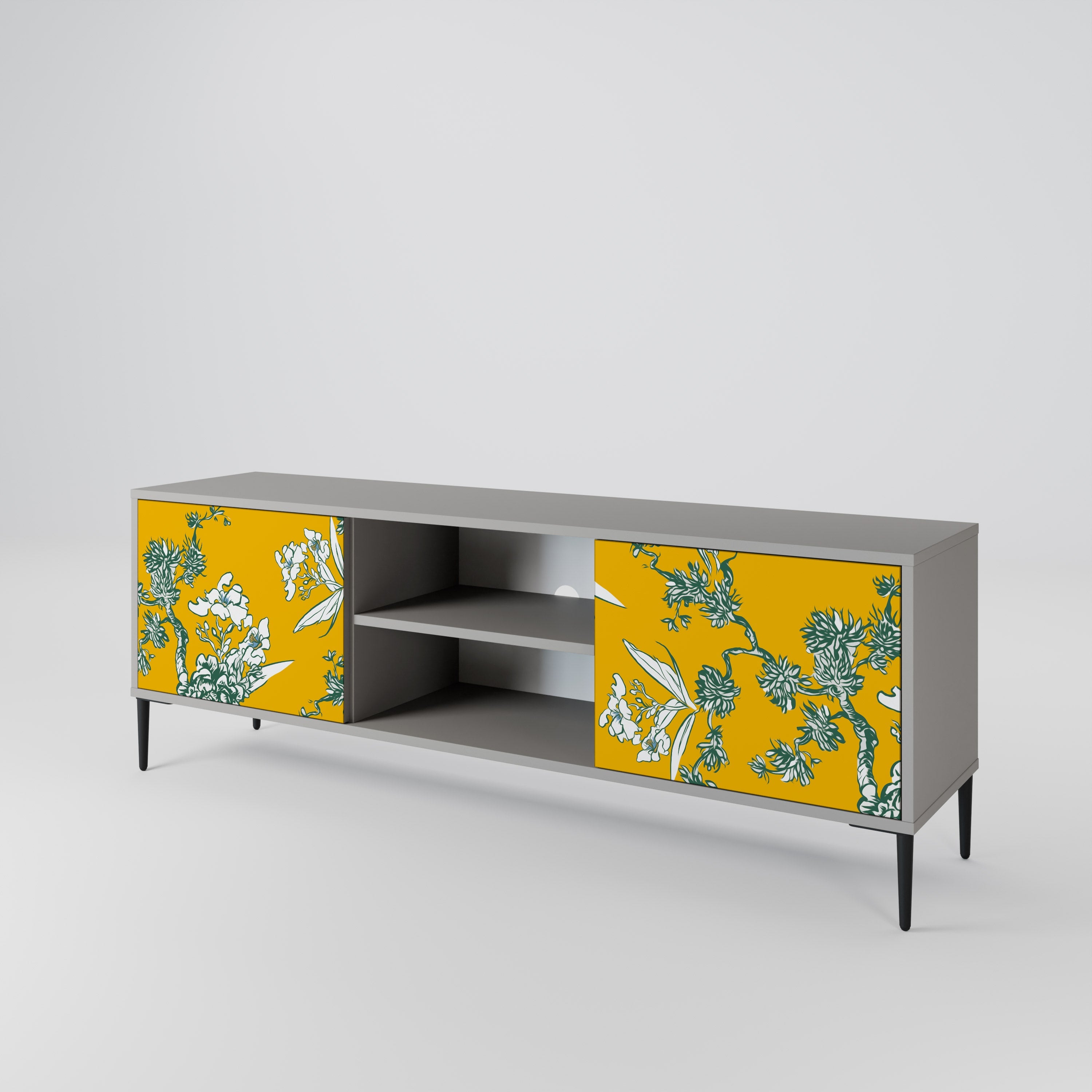 YELLOW CHINOISERIE Móvel de TV com 2 Portas em Acabamento Cinzento