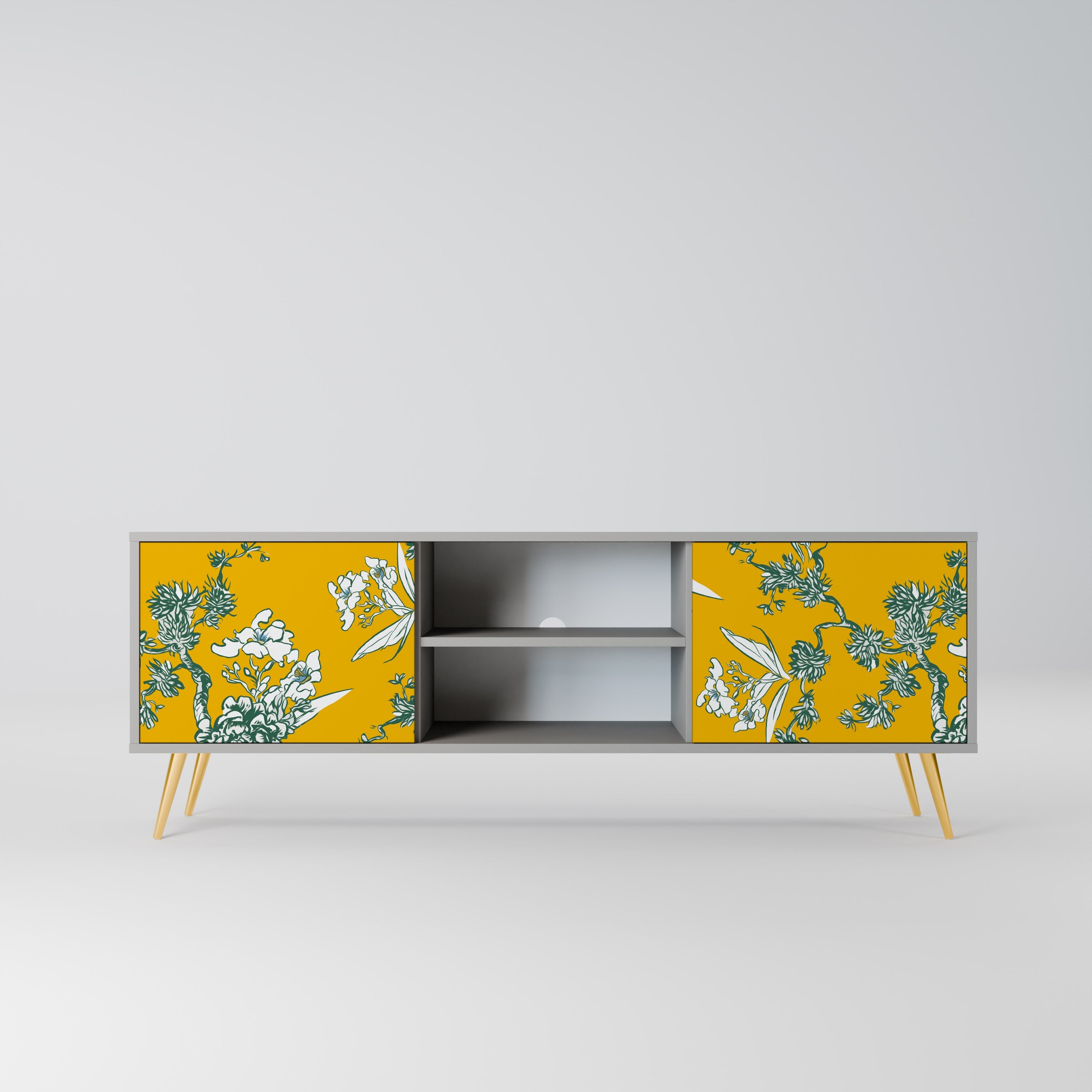 YELLOW CHINOISERIE Móvel de TV com 2 Portas em Acabamento Cinzento