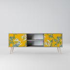 YELLOW CHINOISERIE 2-Door TV Stand in Grey Finish