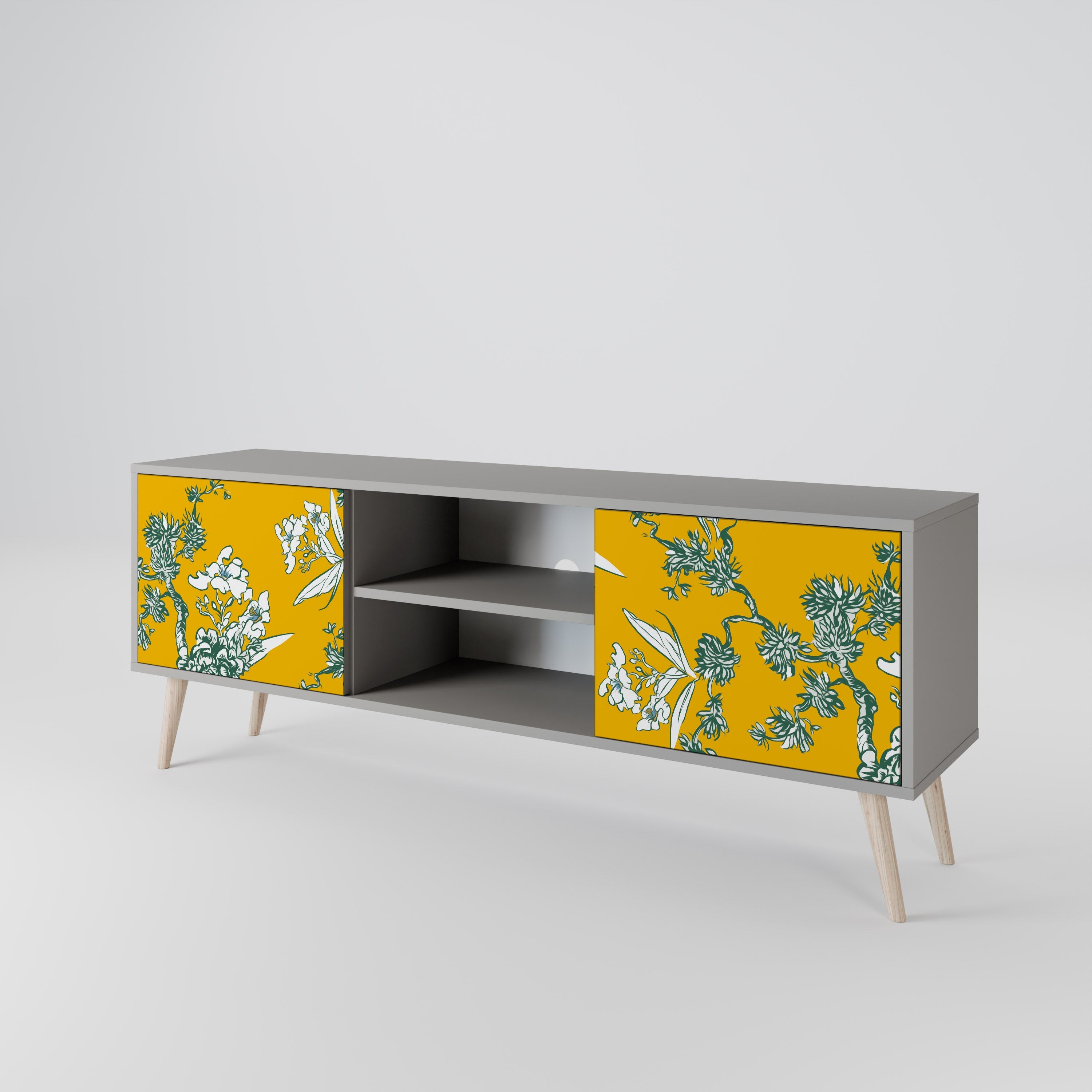 YELLOW CHINOISERIE Móvel de TV com 2 Portas em Acabamento Cinzento