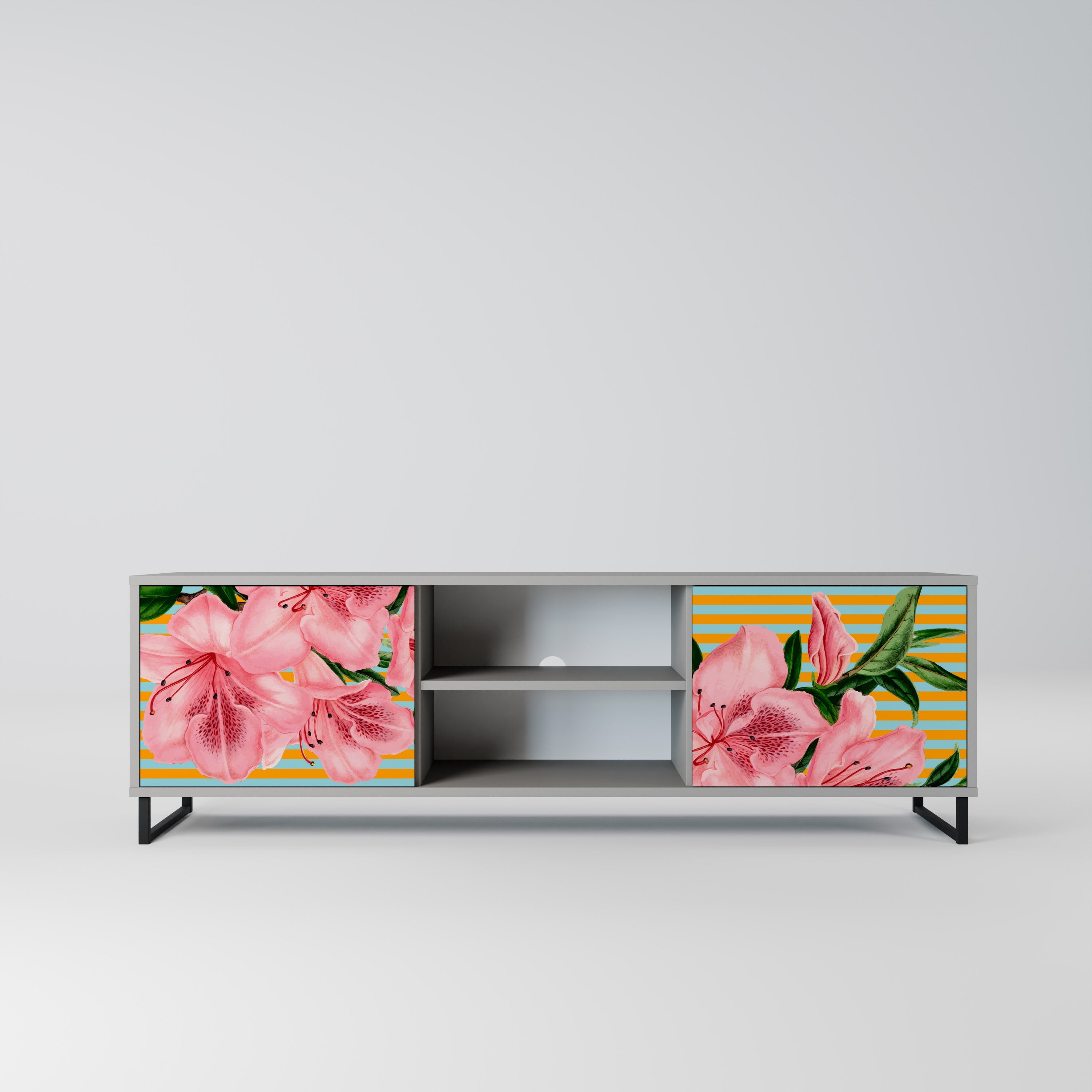 FRAGILE BEAUTY Móvel de TV com 2 Portas em Acabamento Cinzento