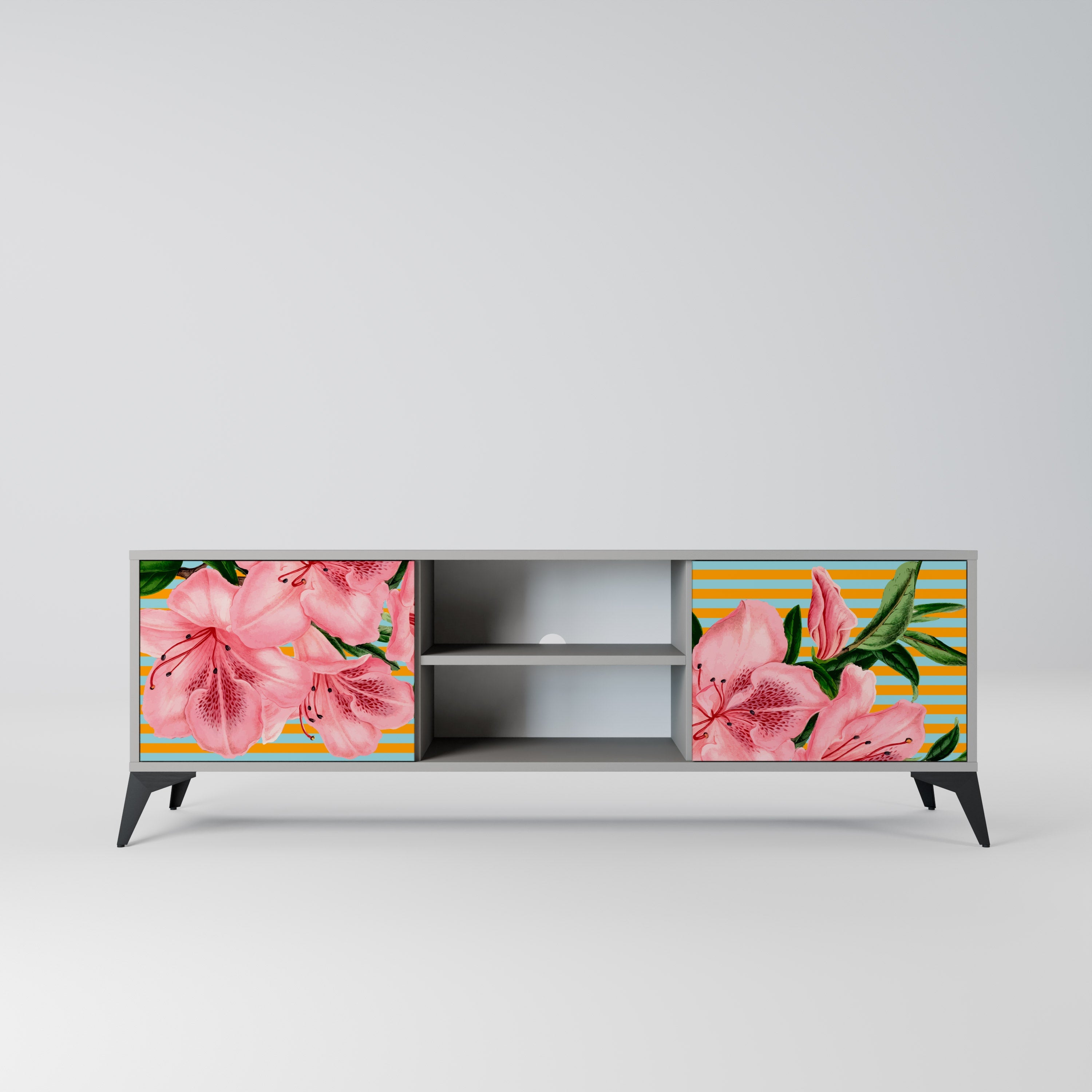 FRAGILE BEAUTY Móvel de TV com 2 Portas em Acabamento Cinzento