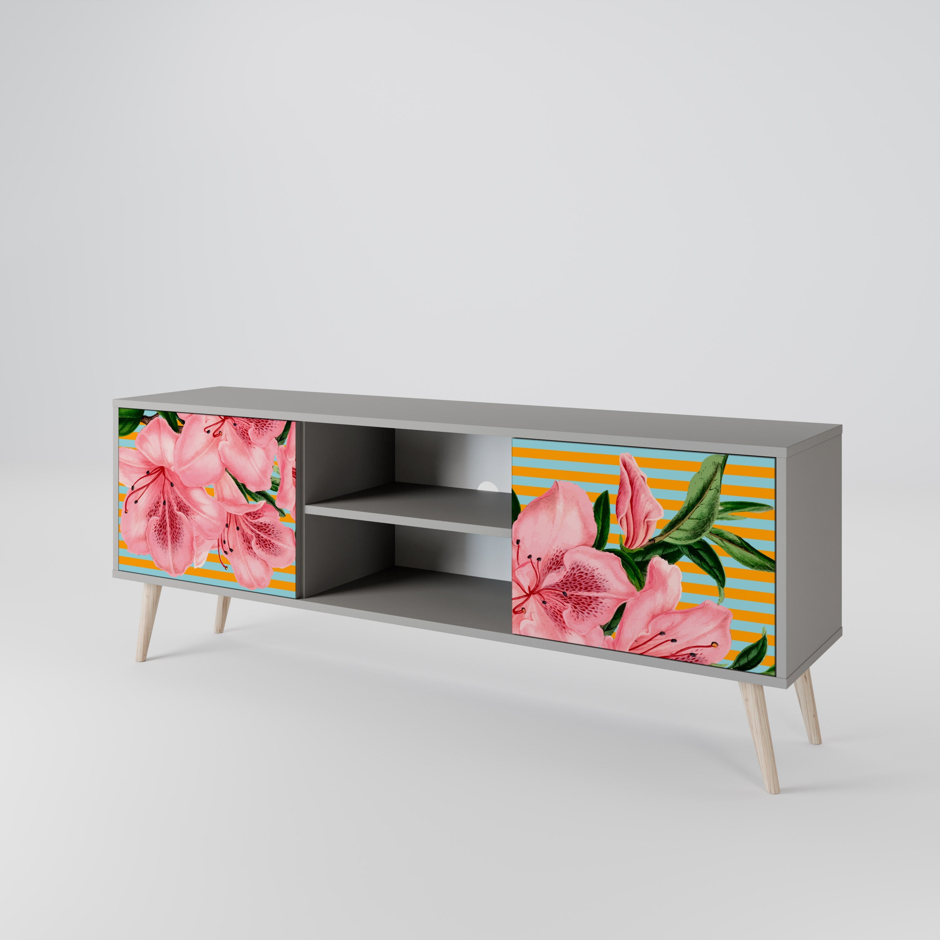 FRAGILE BEAUTY Móvel de TV com 2 Portas em Acabamento Cinzento