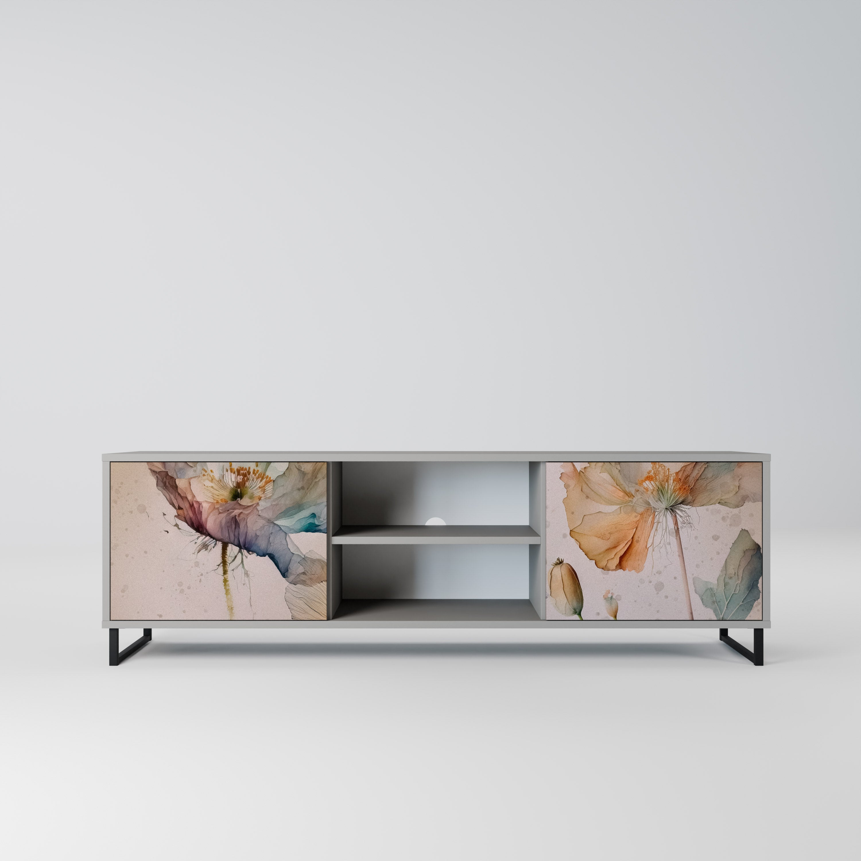 SOFTEN POPPY Móvel de TV com 2 Portas em Acabamento Cinzento