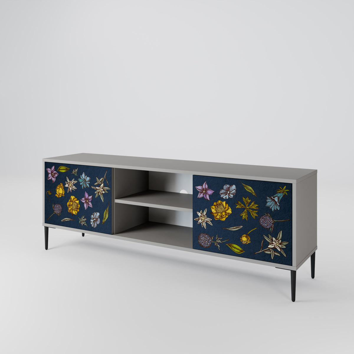 FLOWERS ON NAVY BLUE Móvel de TV de 2 Portas
