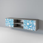 BLOOMY MORNING Móvel de TV com 2 Portas em Acabamento Cinzento